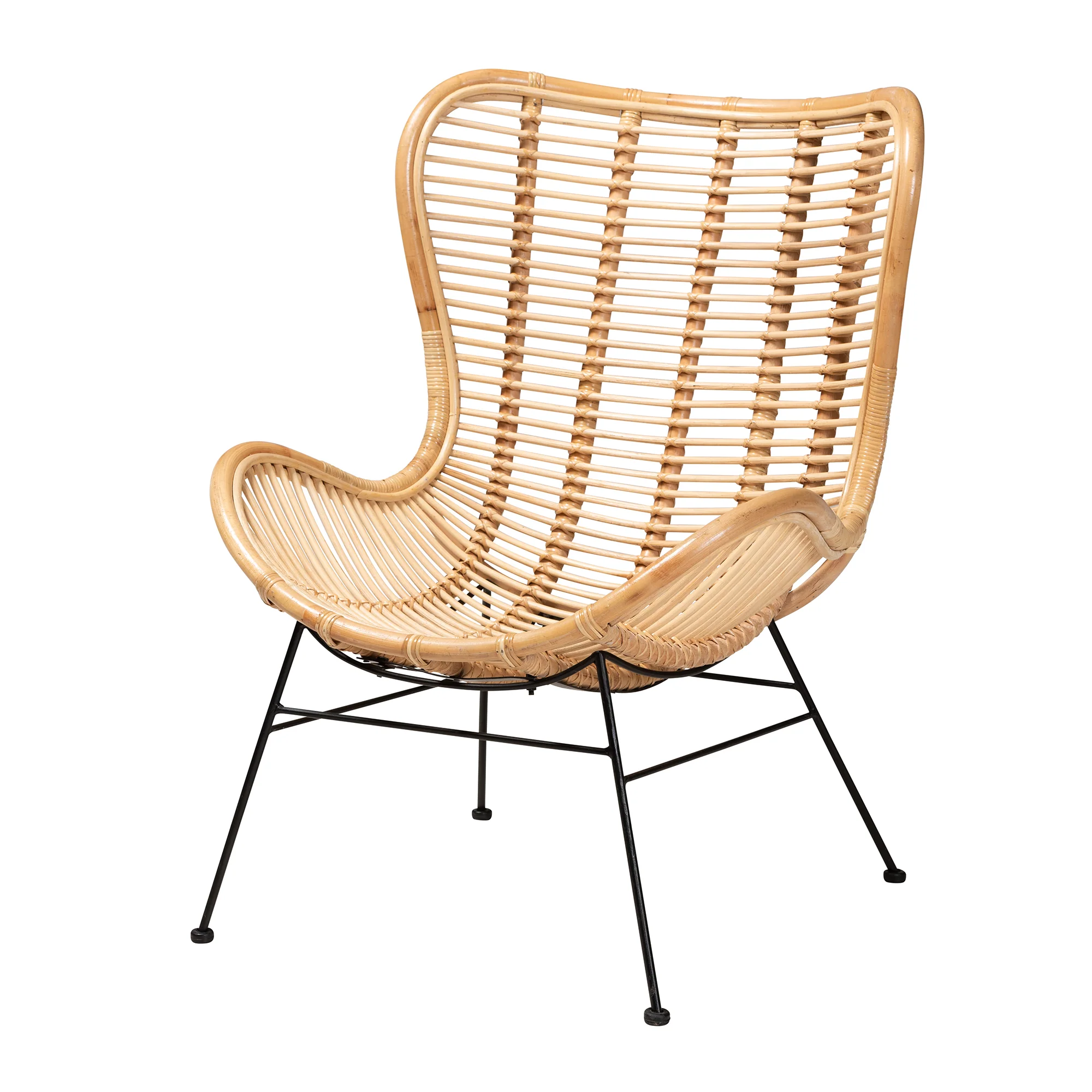 Baxton Studio bali & pari Colorado Modern Bohemian Natural Brown Rattan and Black Metal Accent Chair - Image 2