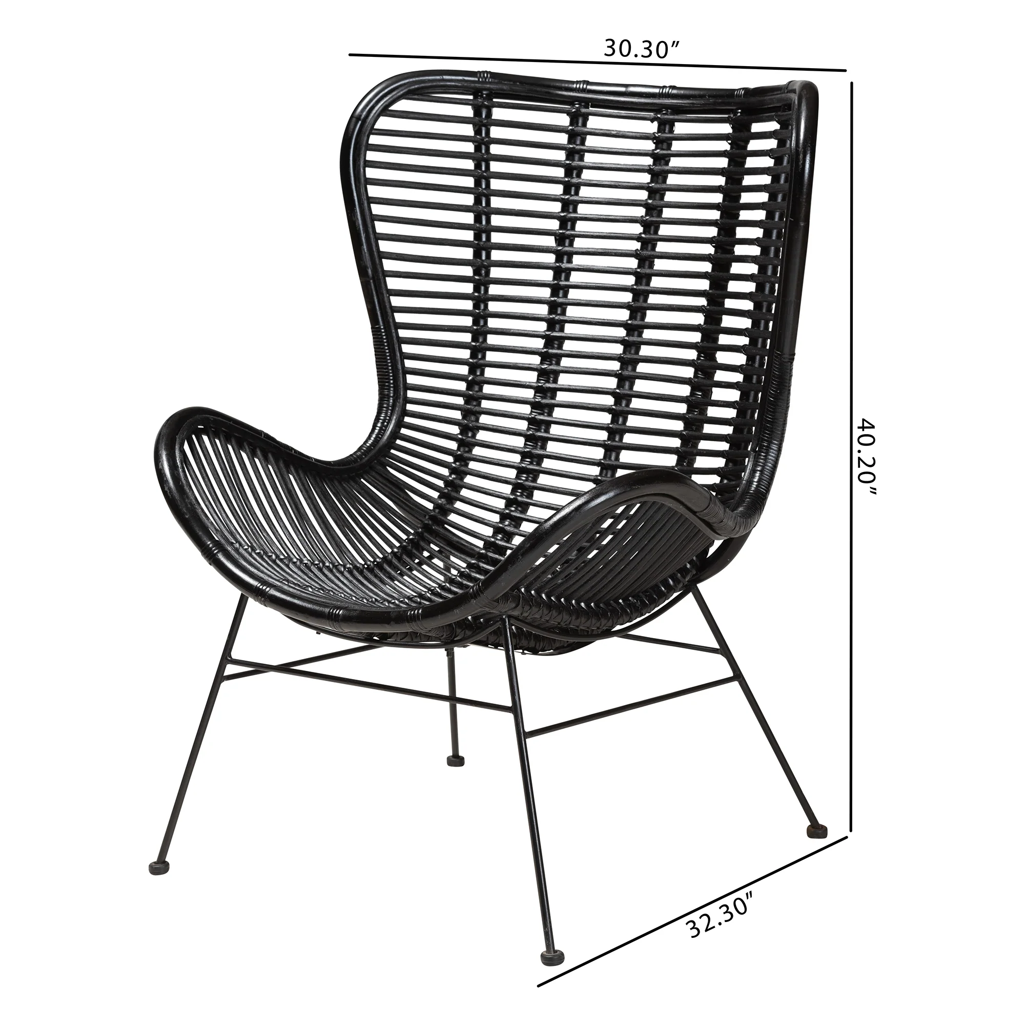 Baxton Studio bali & pari Colorado Modern Bohemian Natural Brown Rattan and Black Metal Accent Chair - Image 20