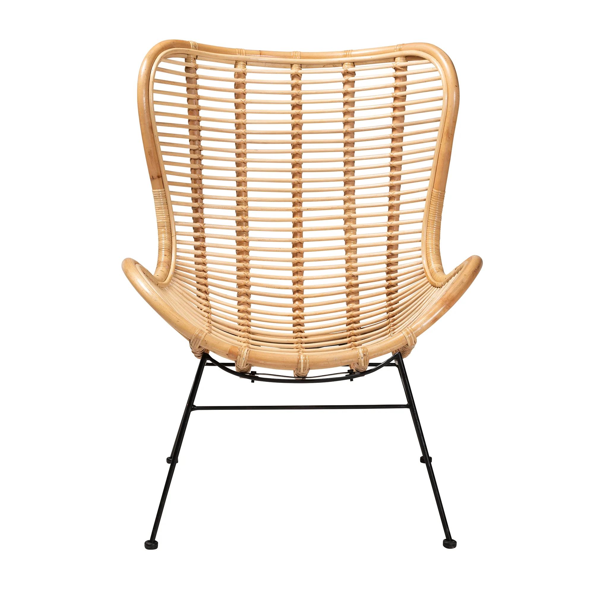 Baxton Studio bali & pari Colorado Modern Bohemian Natural Brown Rattan and Black Metal Accent Chair - Image 3