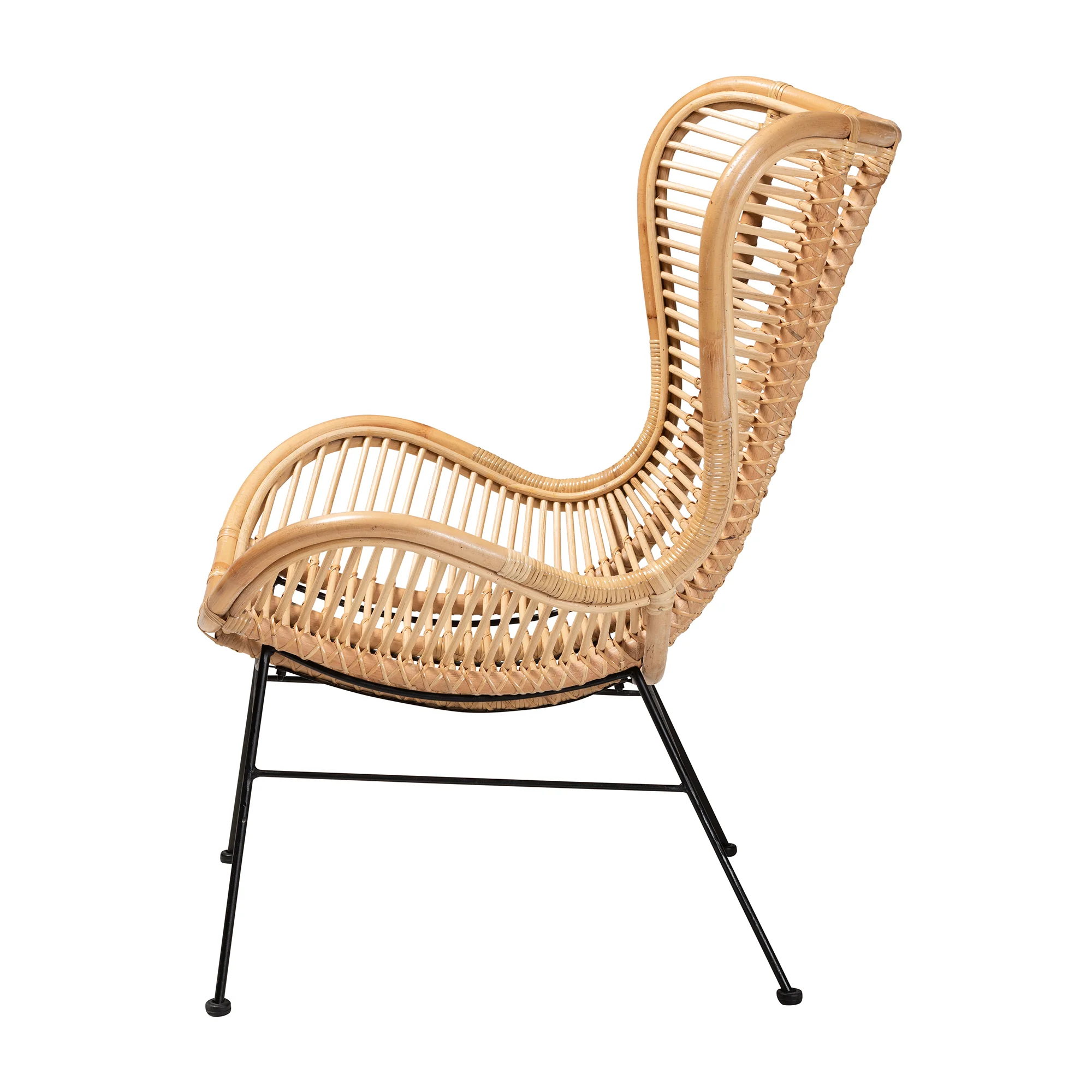 Baxton Studio bali & pari Colorado Modern Bohemian Natural Brown Rattan and Black Metal Accent Chair - Image 4