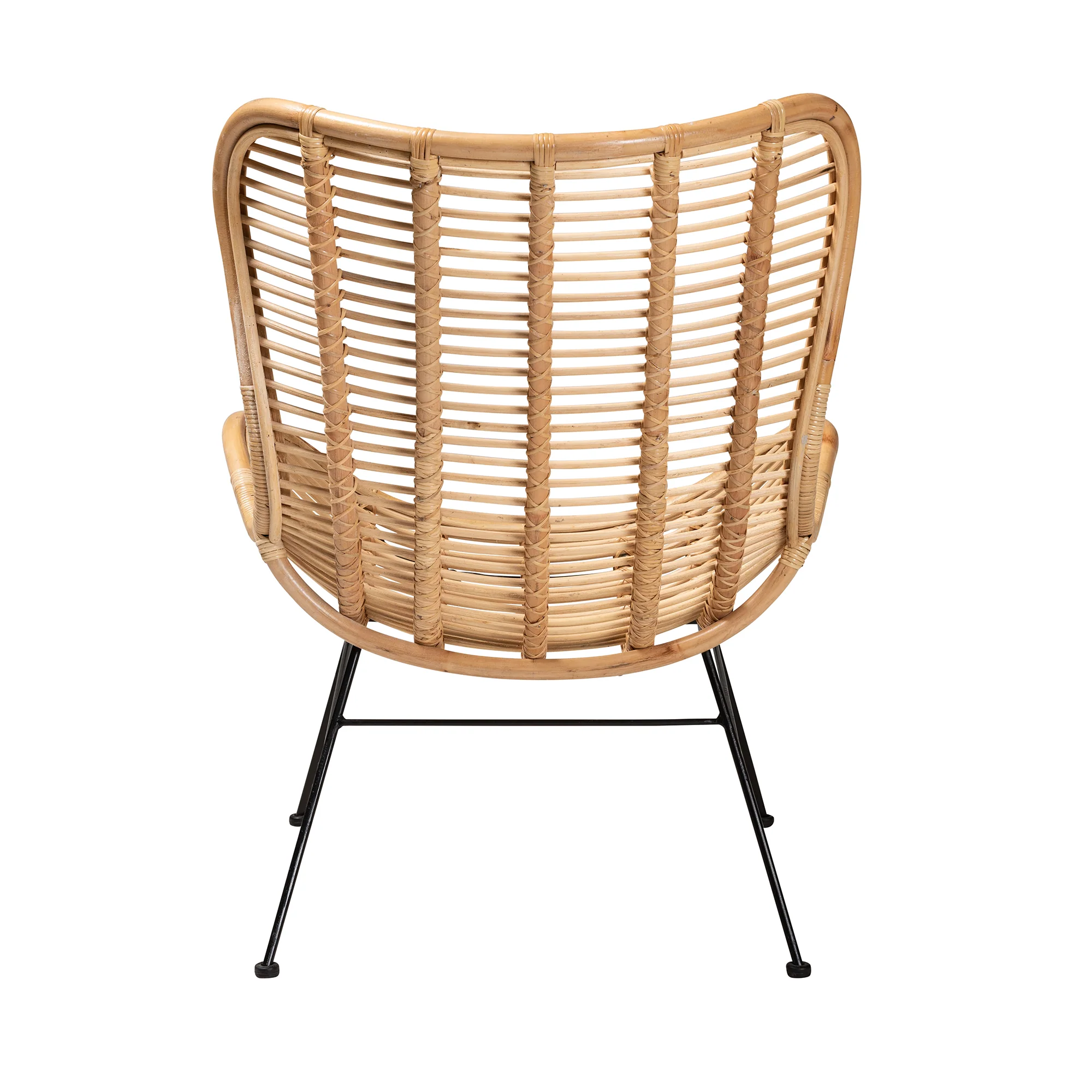 Baxton Studio bali & pari Colorado Modern Bohemian Natural Brown Rattan and Black Metal Accent Chair - Image 5