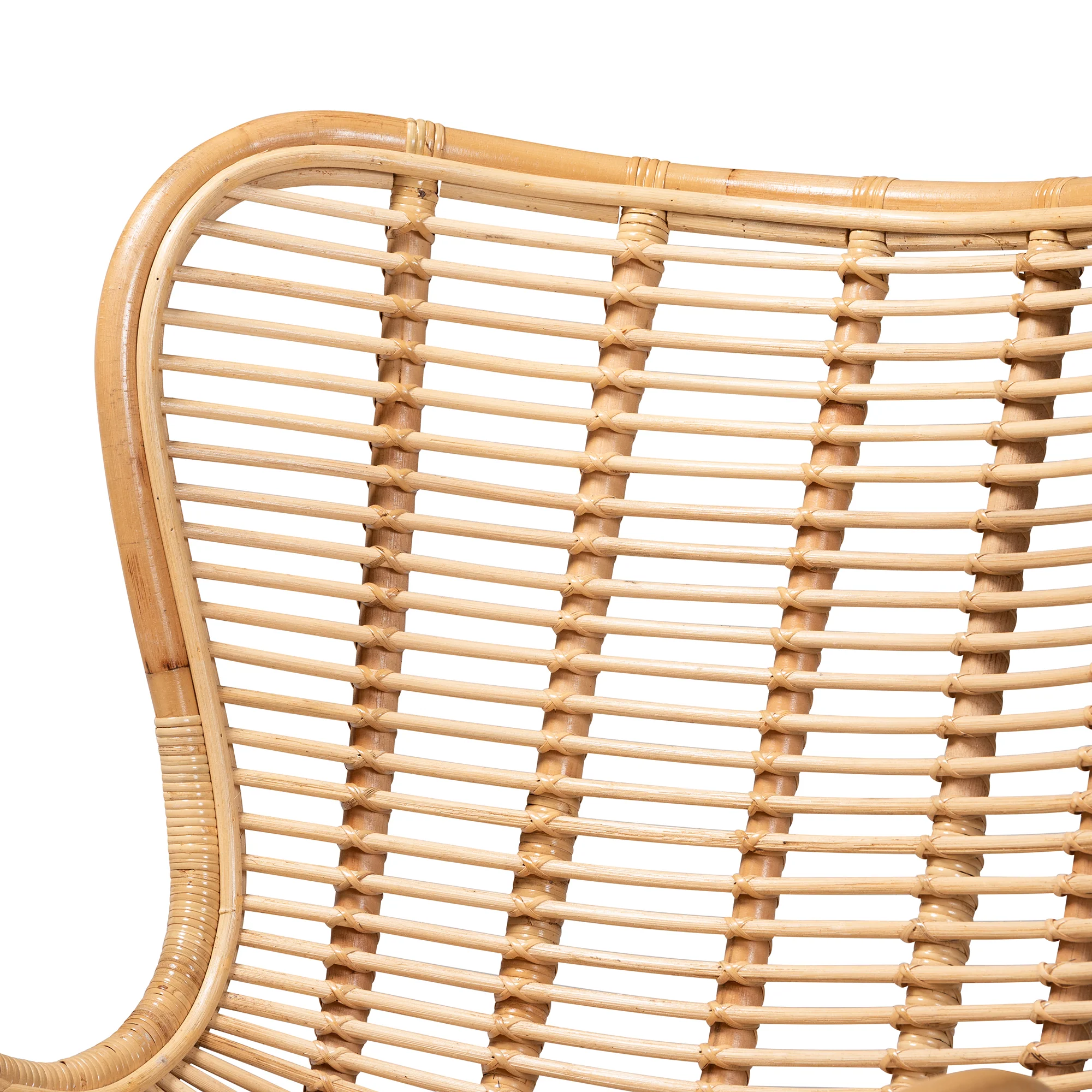 Baxton Studio bali & pari Colorado Modern Bohemian Natural Brown Rattan and Black Metal Accent Chair - Image 6