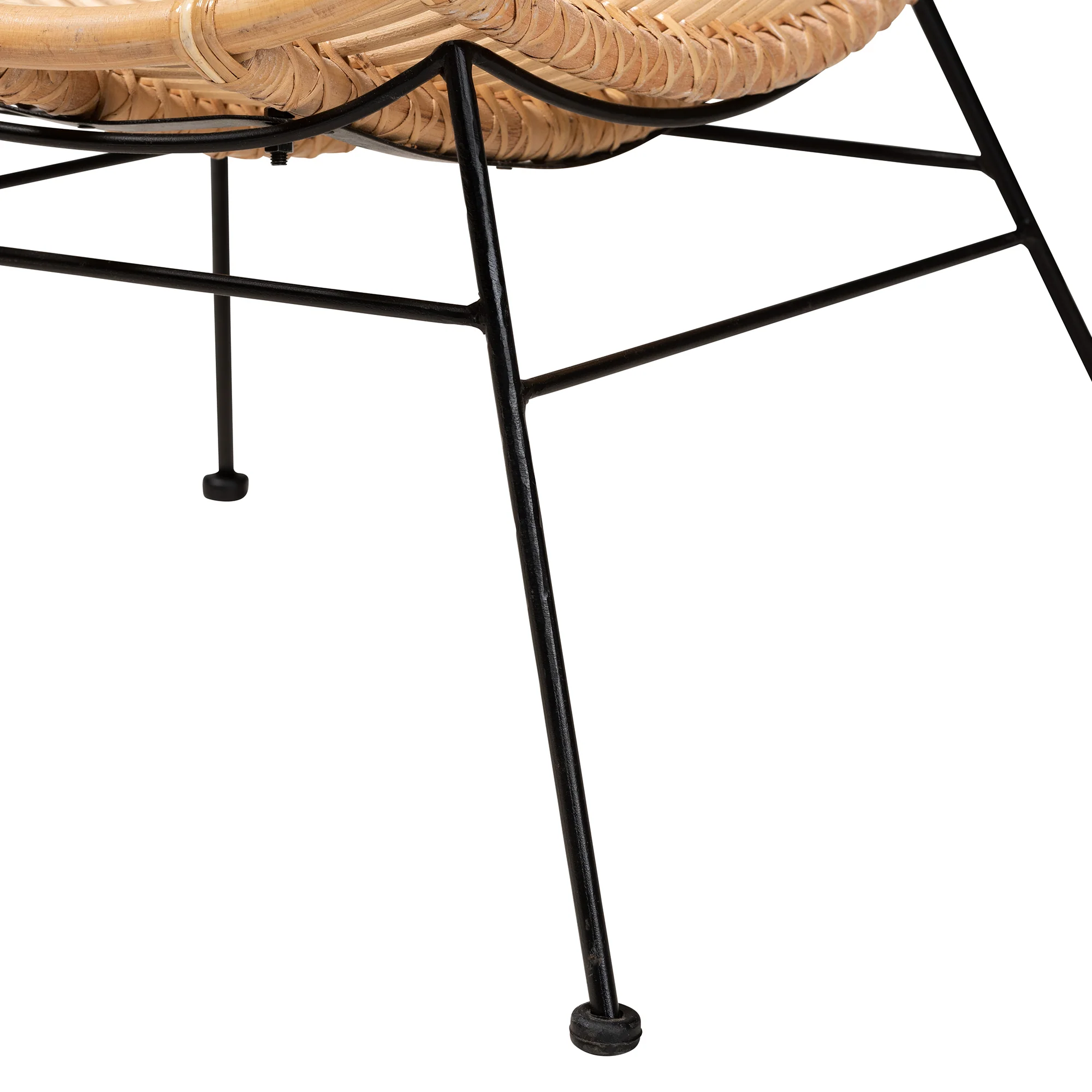 Baxton Studio bali & pari Colorado Modern Bohemian Natural Brown Rattan and Black Metal Accent Chair - Image 7