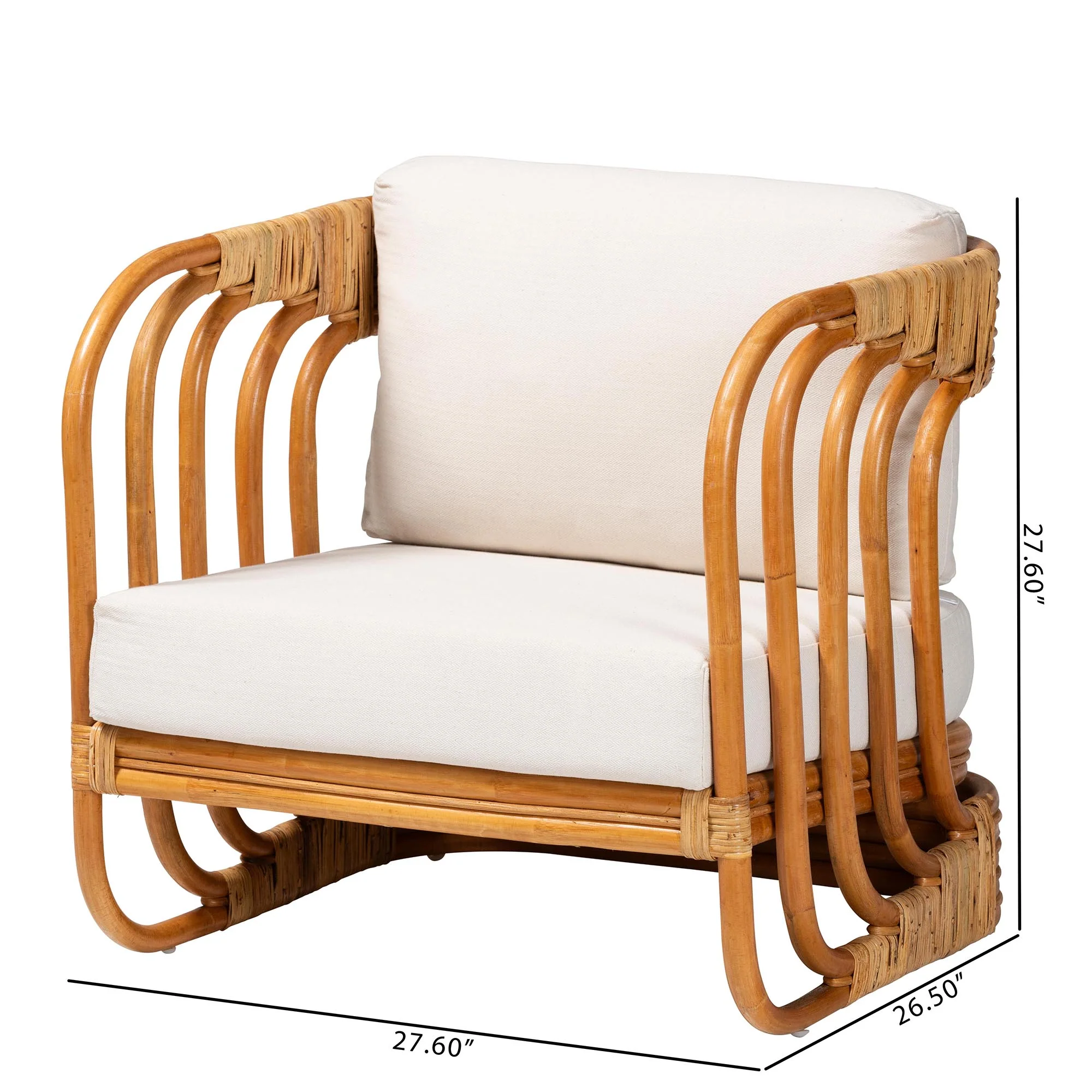 Baxton Studio bali & pari Corsa Modern Bohemian Natural Rattan Arm Chair - Image 10