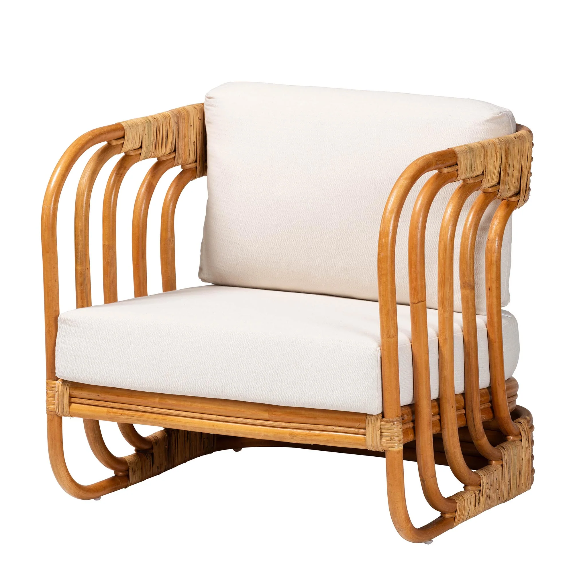 Baxton Studio bali & pari Corsa Modern Bohemian Natural Rattan Arm Chair - Image 2