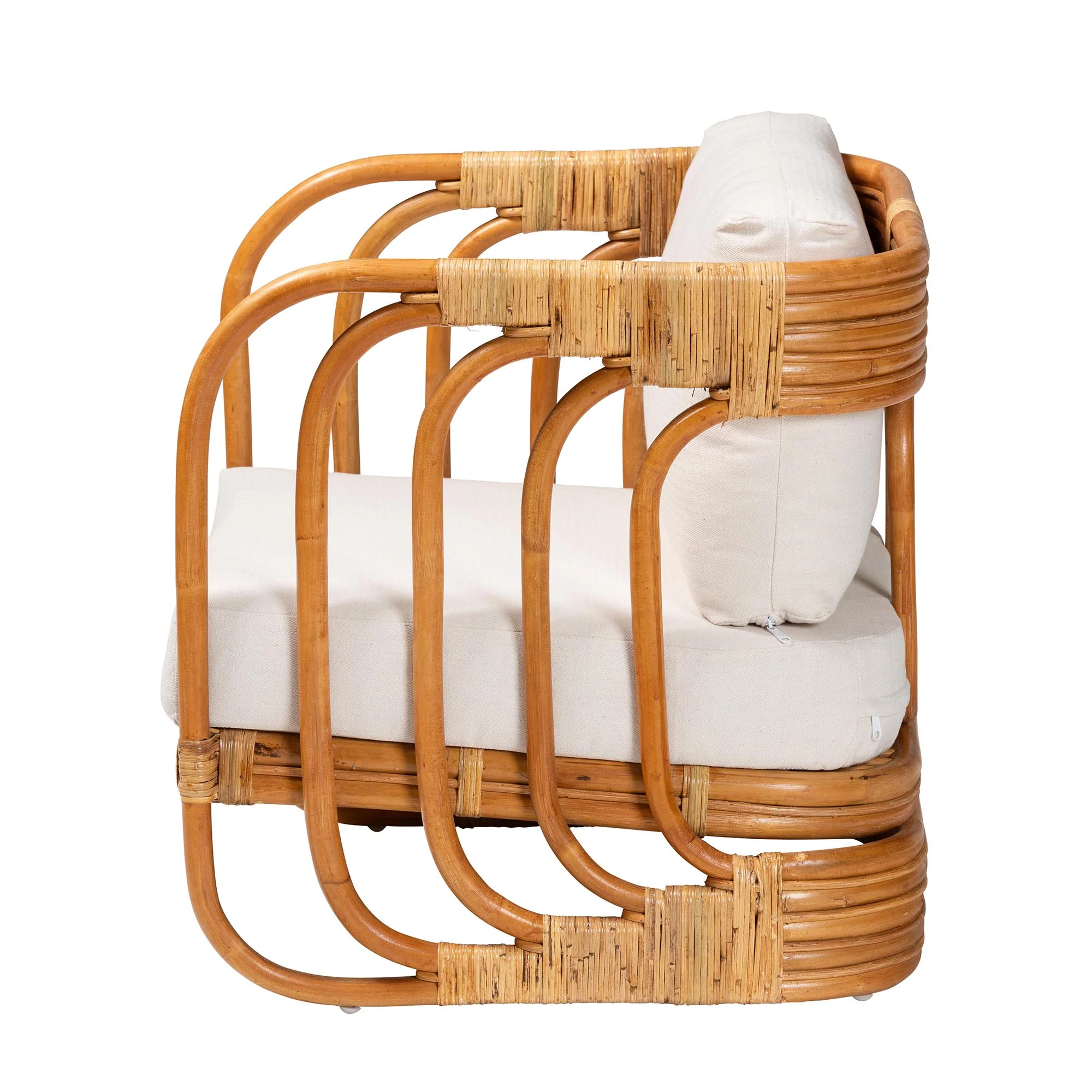 Baxton Studio bali & pari Corsa Modern Bohemian Natural Rattan Arm Chair - Image 4