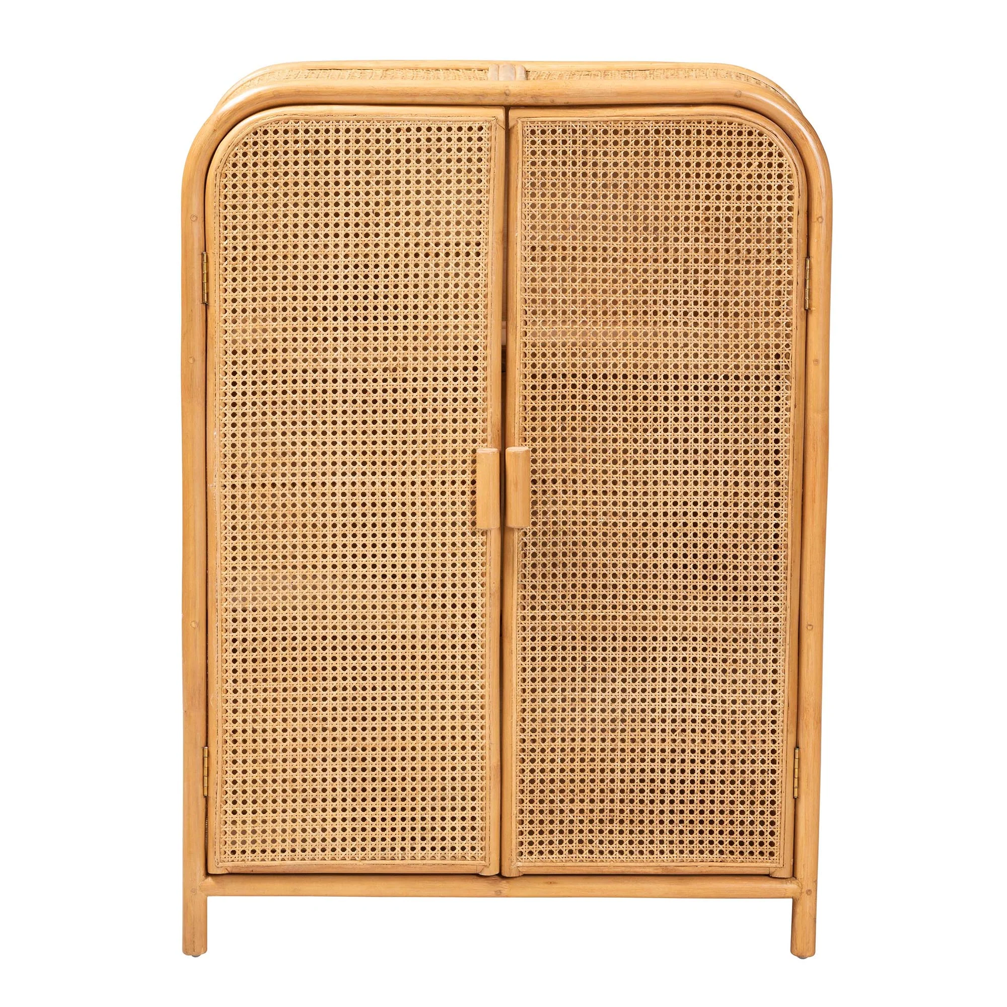 Baxton Studio bali & pari Curacao Modern Bohemian Light Honey Rattan 2-Door Storage Cabinet - Image 6
