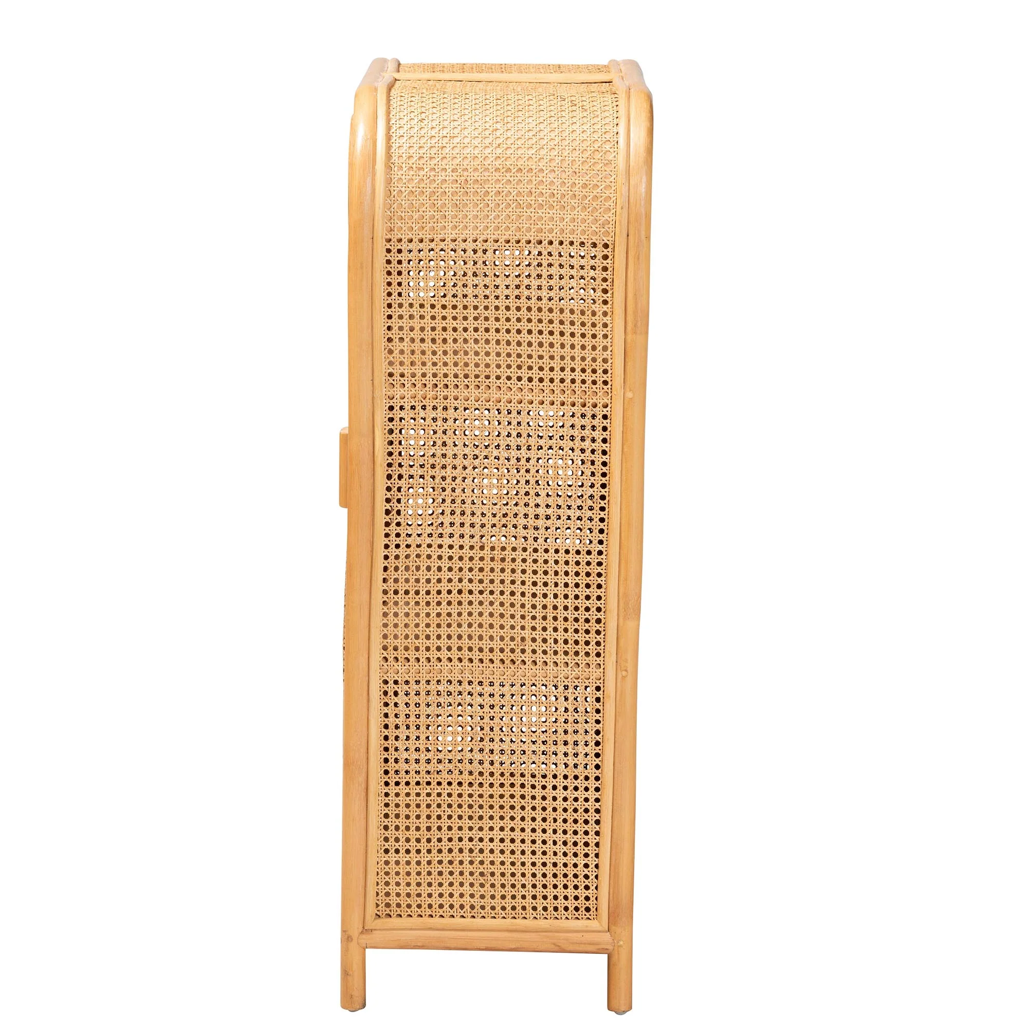 Baxton Studio bali & pari Curacao Modern Bohemian Light Honey Rattan 2-Door Storage Cabinet - Image 7
