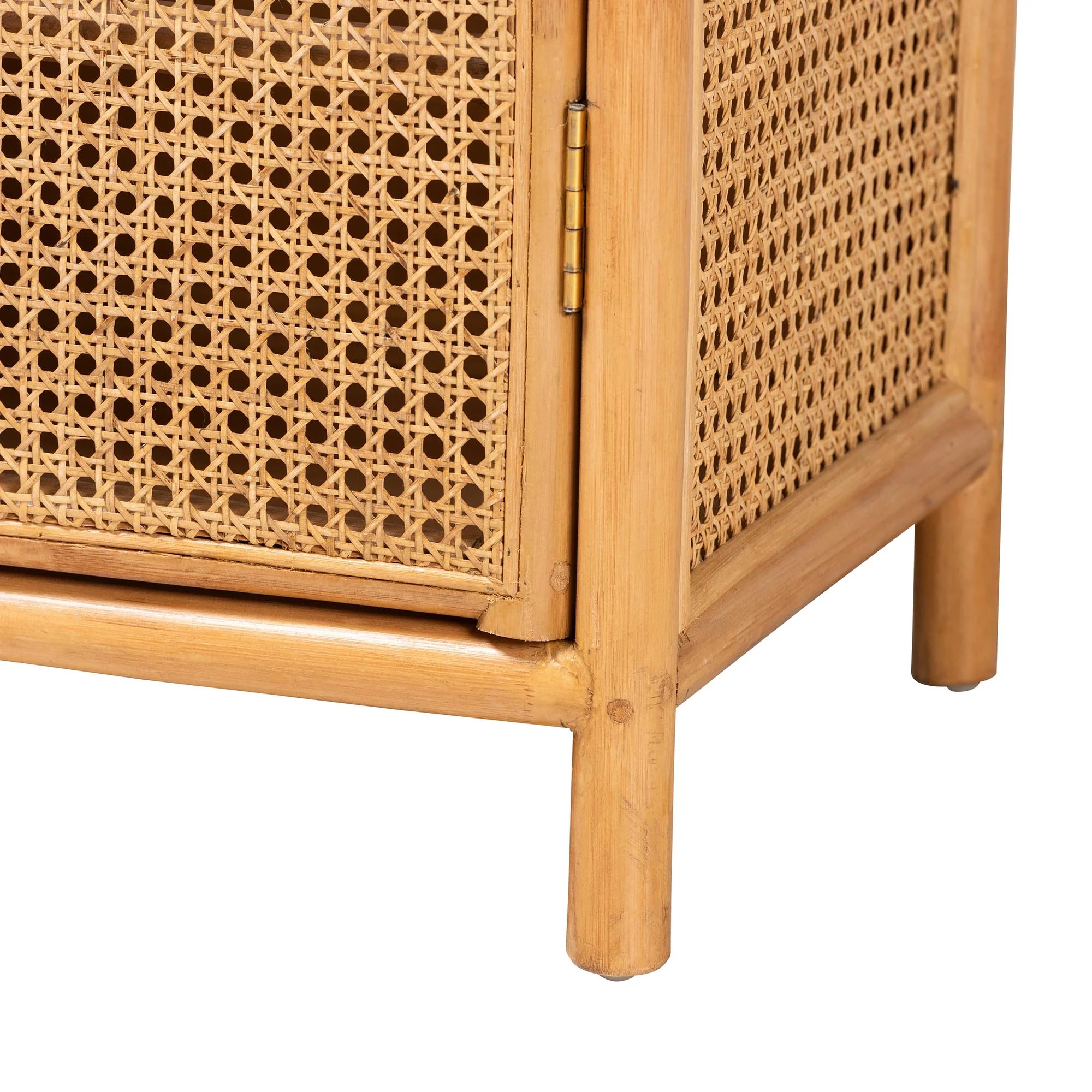 Baxton Studio bali & pari Curacao Modern Bohemian Light Honey Rattan 2-Door Storage Cabinet - Image 9