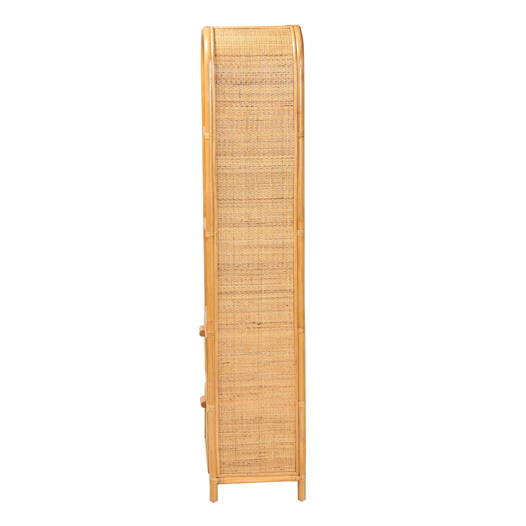 Baxton Studio bali & pari Curacao Modern Bohemian Light Honey Rattan 2-Drawer Bookcase - Image 7