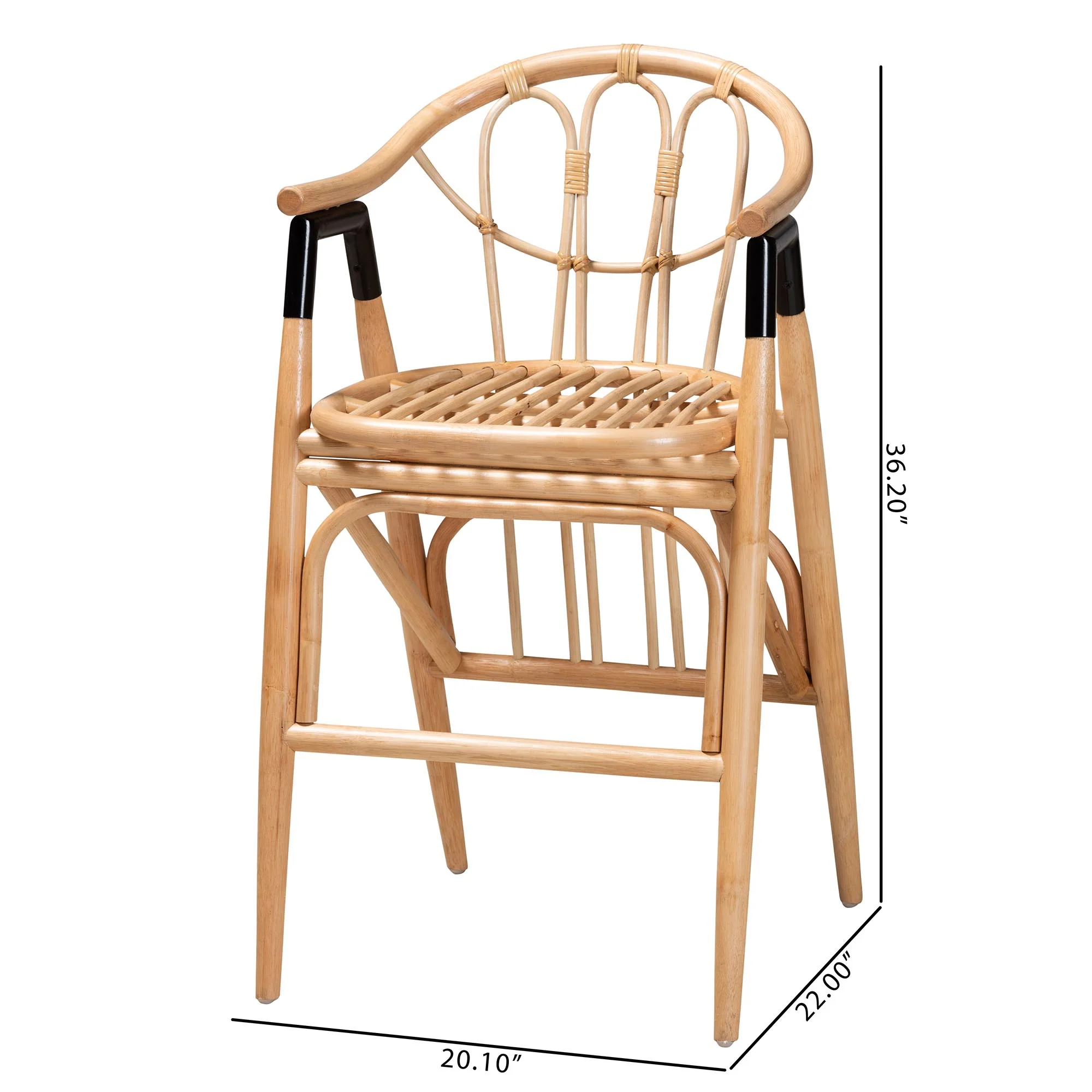 Baxton Studio bali & pari Cyntia Modern Bohemian Natural Brown Rattan Counter Stool - Image 10