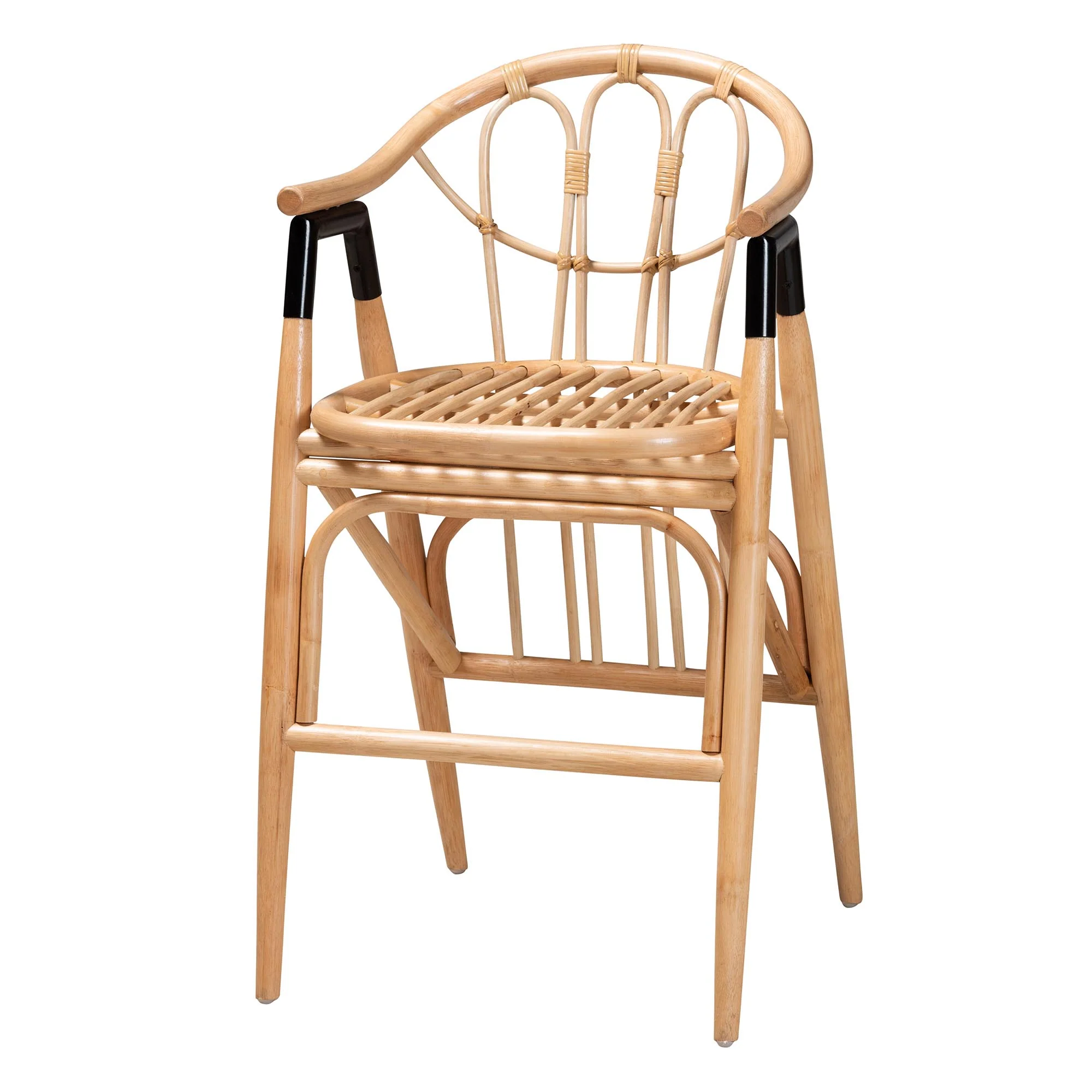 Baxton Studio bali & pari Cyntia Modern Bohemian Natural Brown Rattan Counter Stool - Image 2