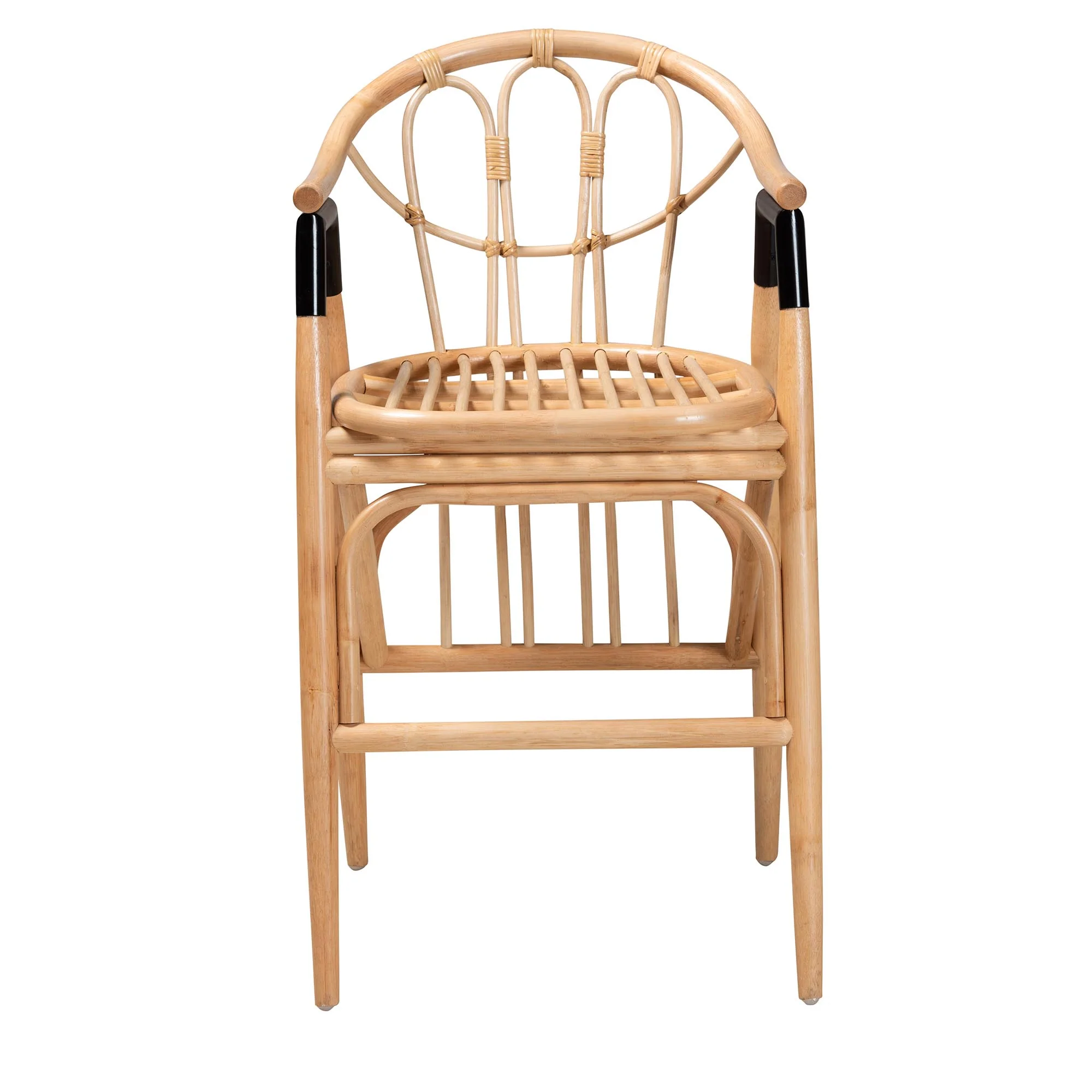Baxton Studio bali & pari Cyntia Modern Bohemian Natural Brown Rattan Counter Stool - Image 3
