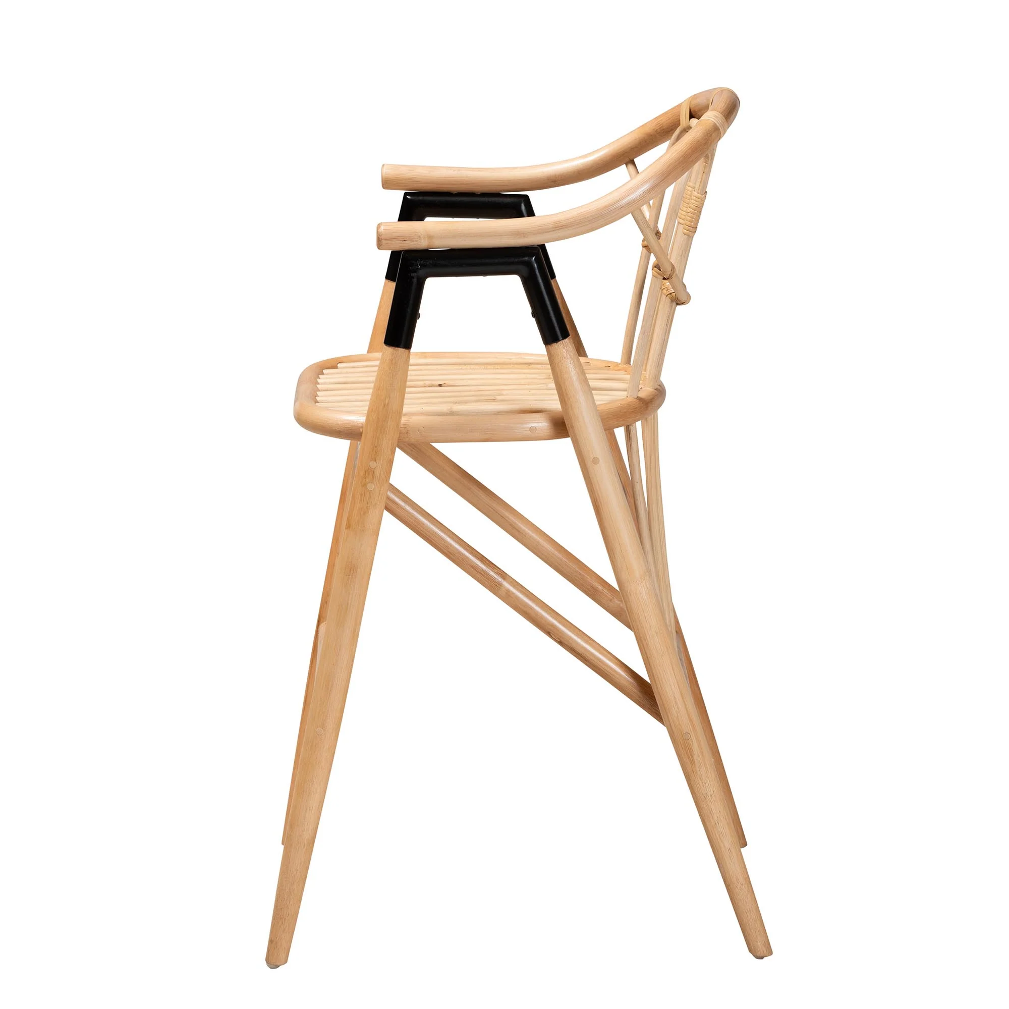 Baxton Studio bali & pari Cyntia Modern Bohemian Natural Brown Rattan Counter Stool - Image 4