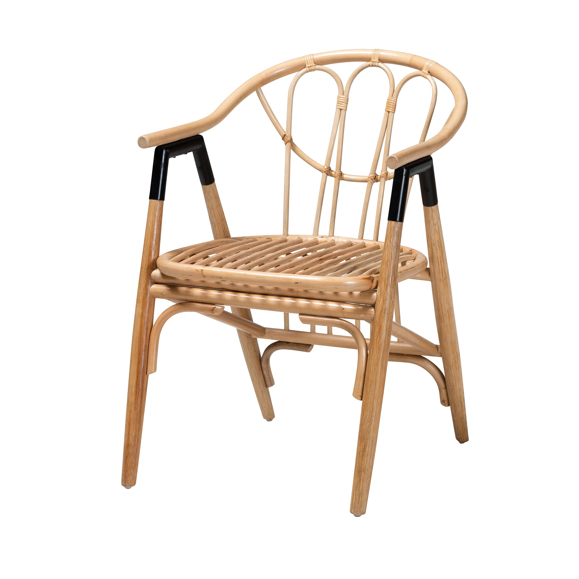 Baxton Studio bali & pari Cyntia Modern Bohemian Natural Brown Rattan Dining Chair - Image 2