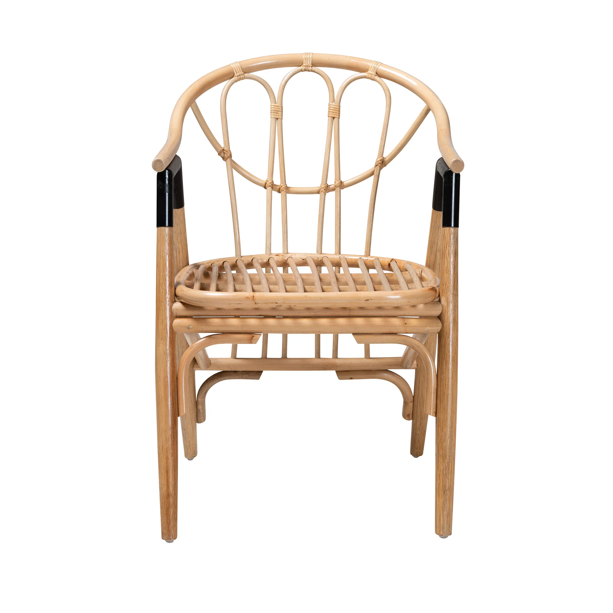 Baxton Studio bali & pari Cyntia Modern Bohemian Natural Brown Rattan Dining Chair - Image 3