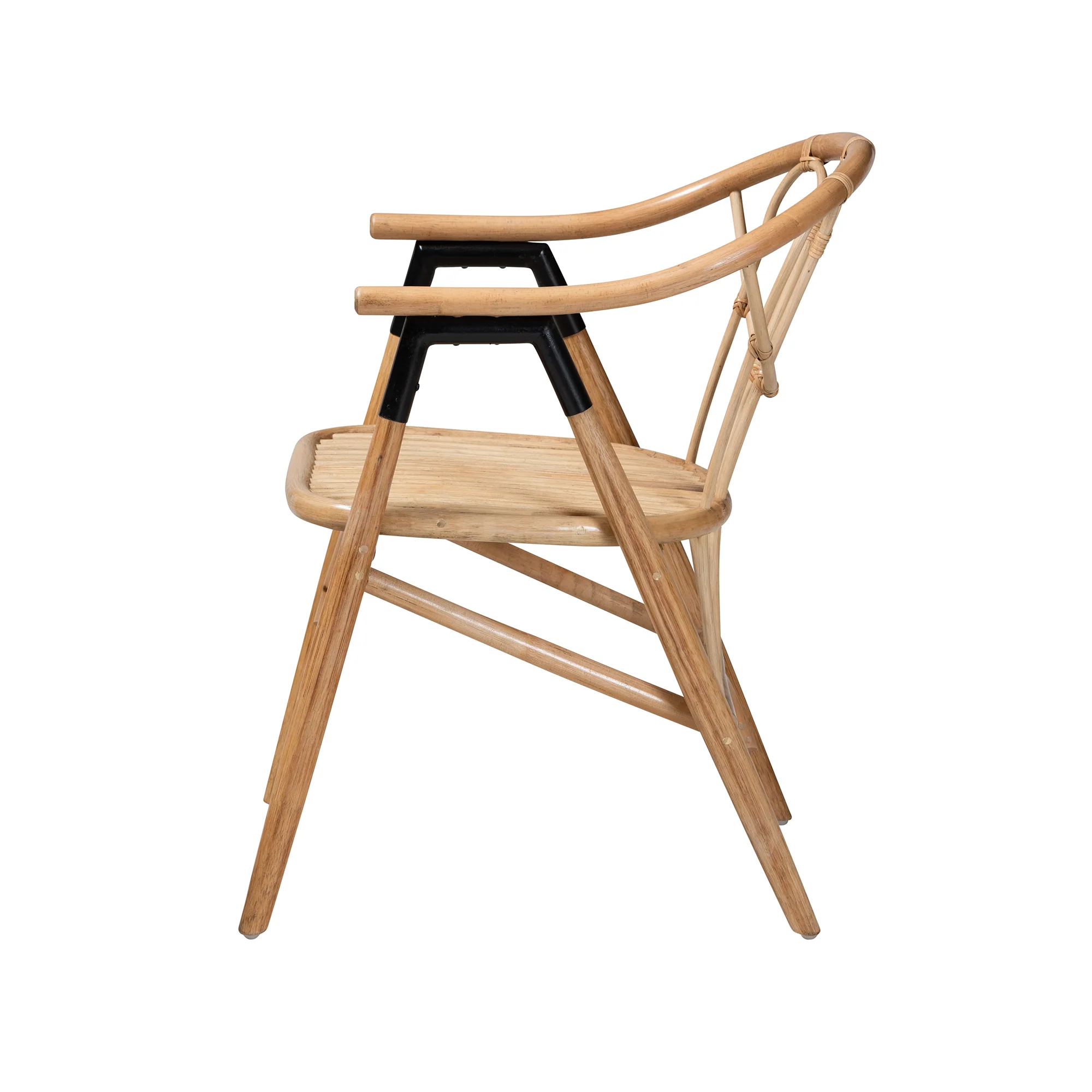 Baxton Studio bali & pari Cyntia Modern Bohemian Natural Brown Rattan Dining Chair - Image 4