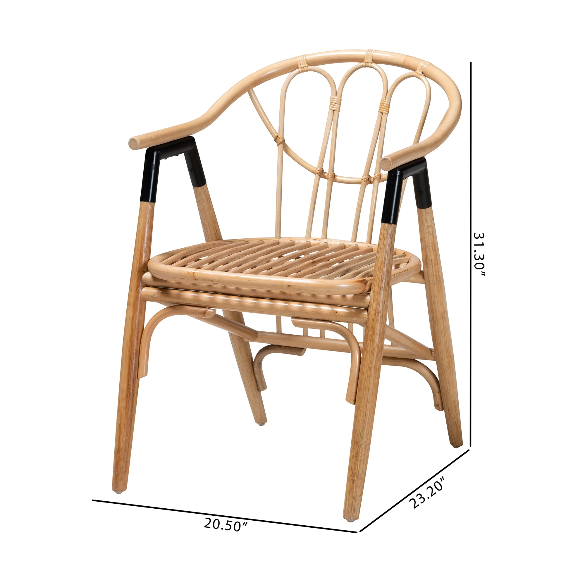 Baxton Studio bali & pari Cyntia Modern Bohemian Natural Brown Rattan Dining Chair - Image 9