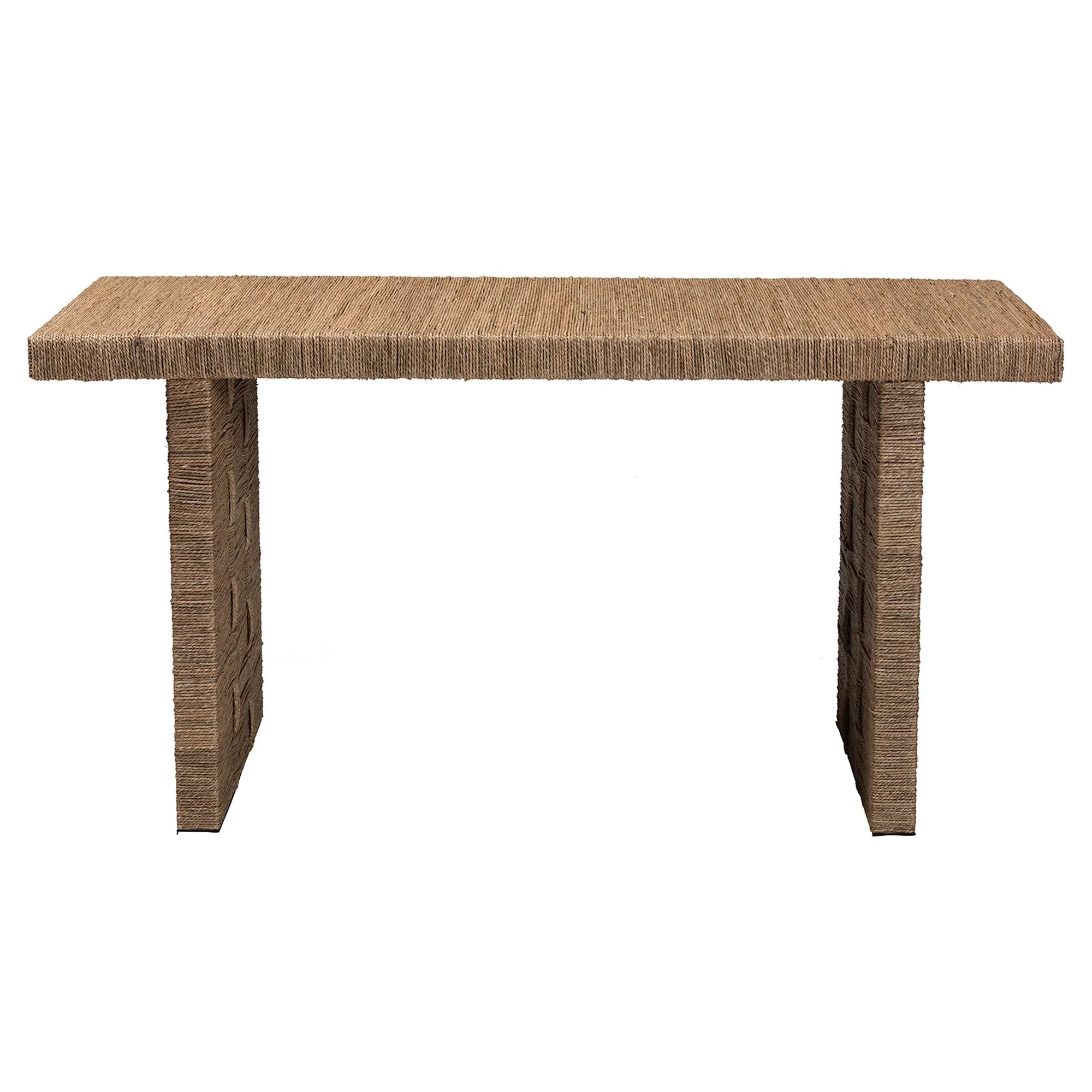 Baxton Studio bali & pari Daijiro Modern Bohemian Natural Brown Seagrass and Wood Dining Table - Image 3