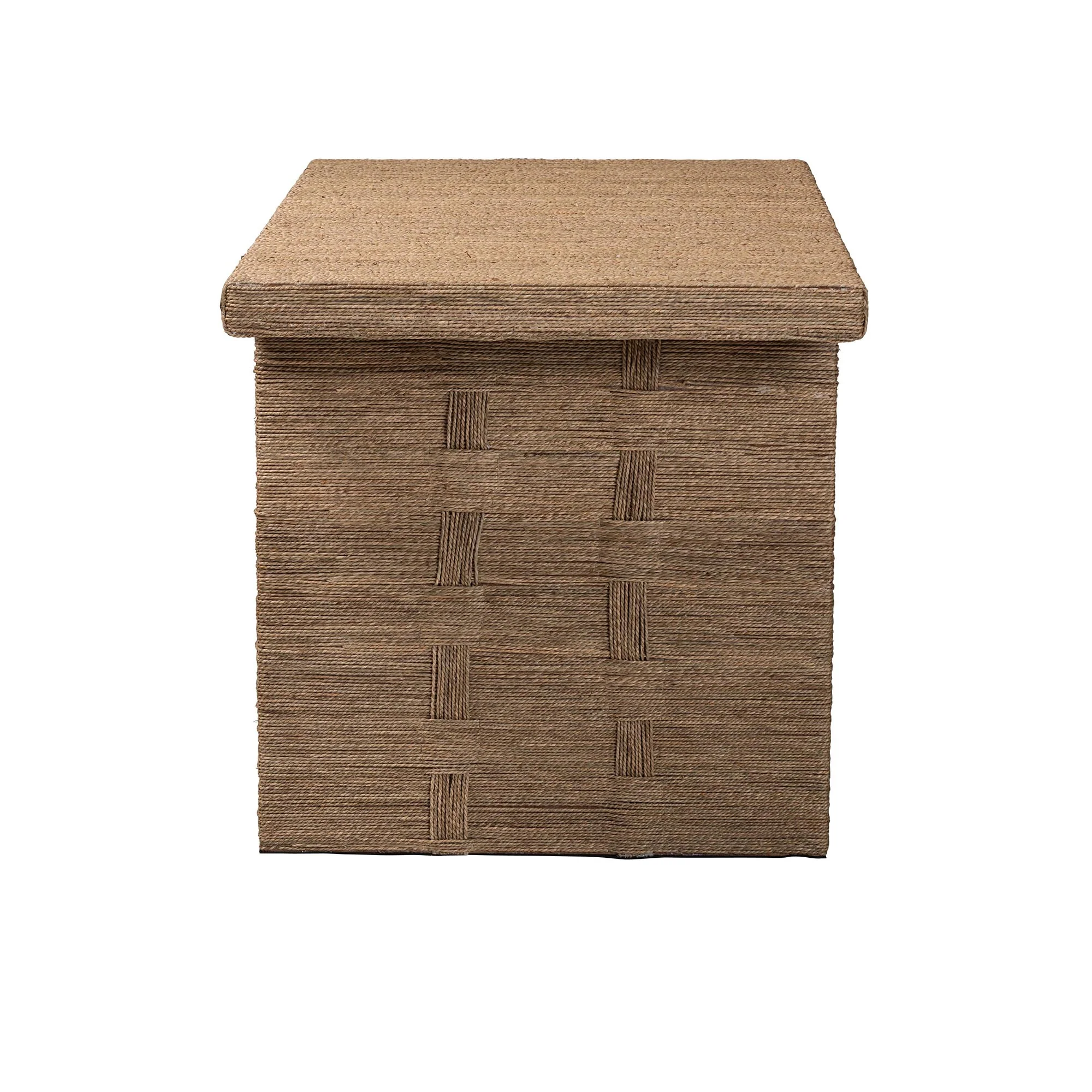 Baxton Studio bali & pari Daijiro Modern Bohemian Natural Brown Seagrass and Wood Dining Table - Image 4