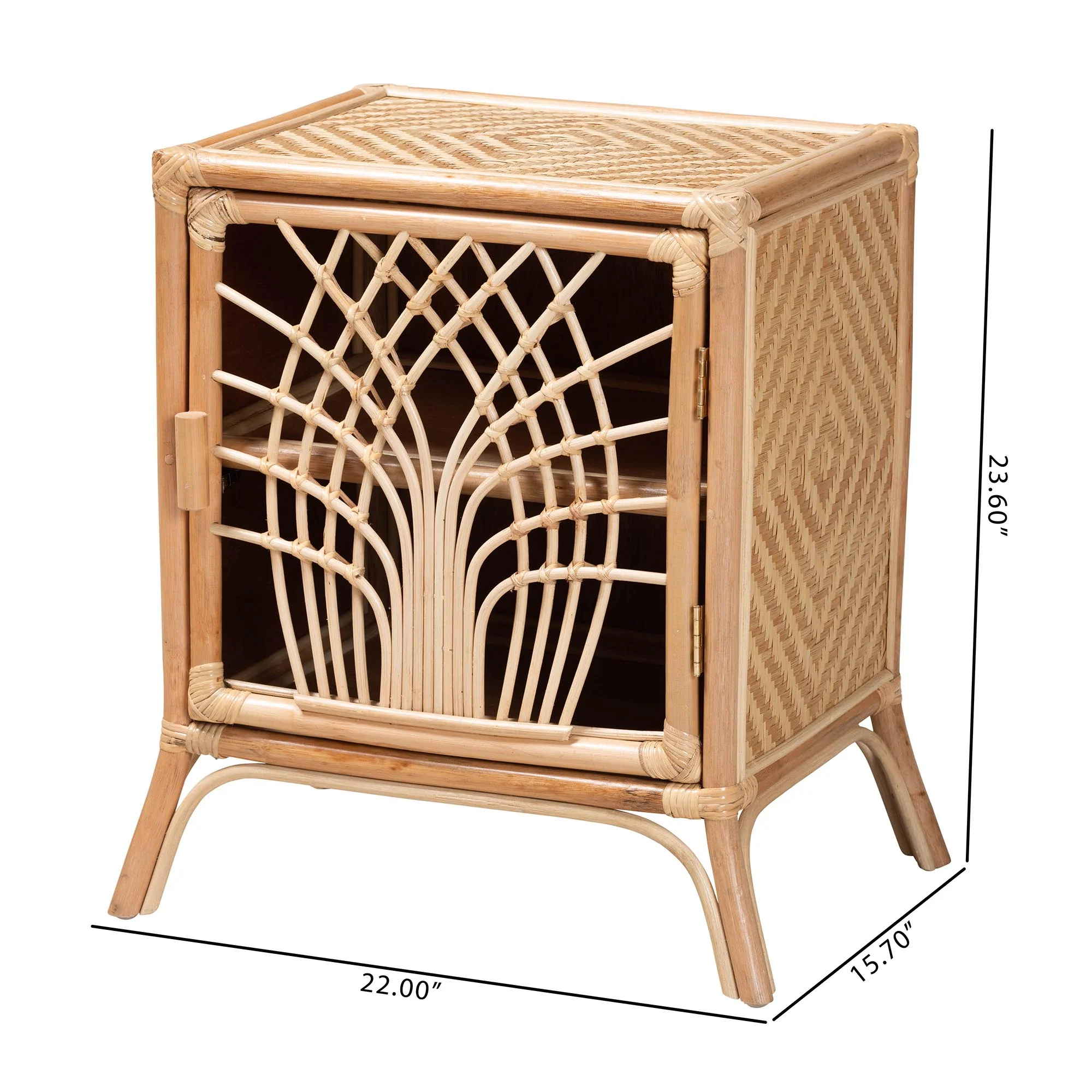 Baxton Studio bali & pari Danna Modern Bohemian Natural Brown Rattan Nightstand - Image 10
