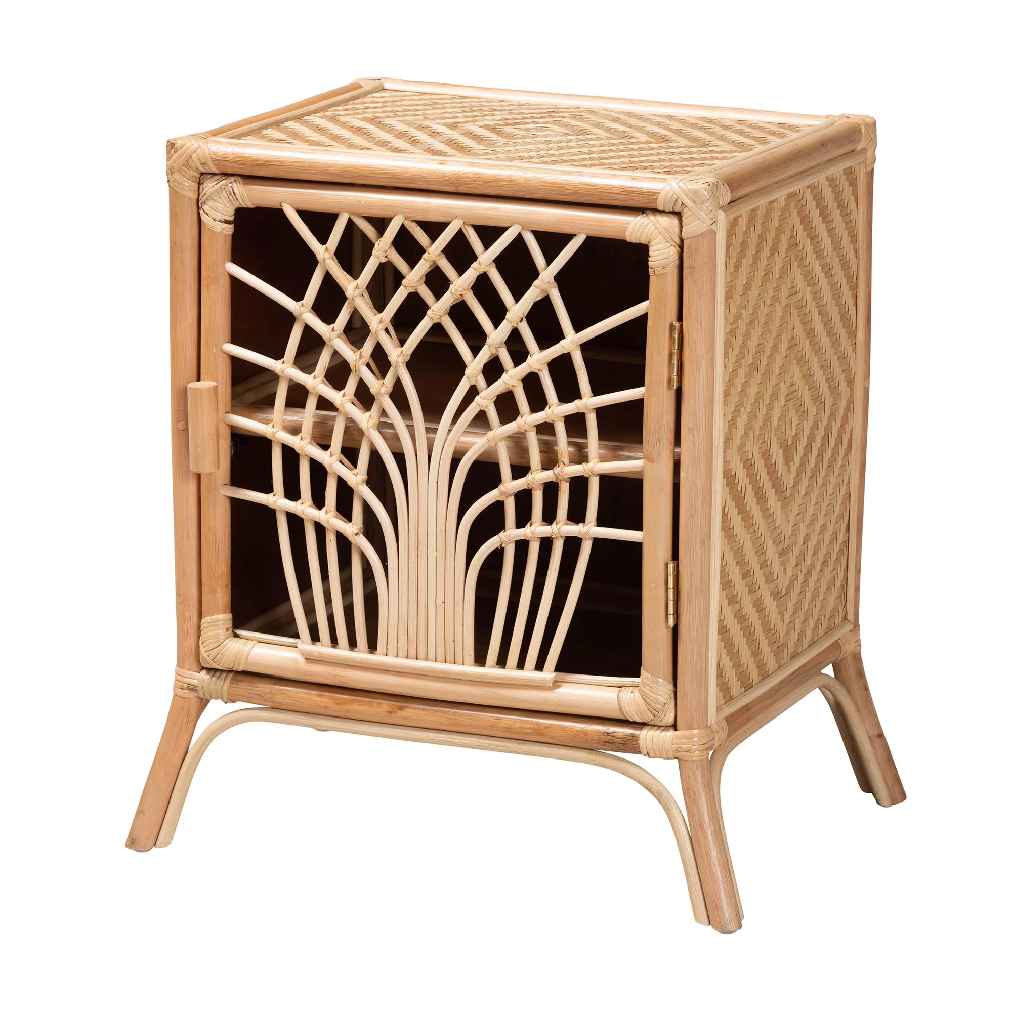 Baxton Studio bali & pari Danna Modern Bohemian Natural Brown Rattan Nightstand - Image 2