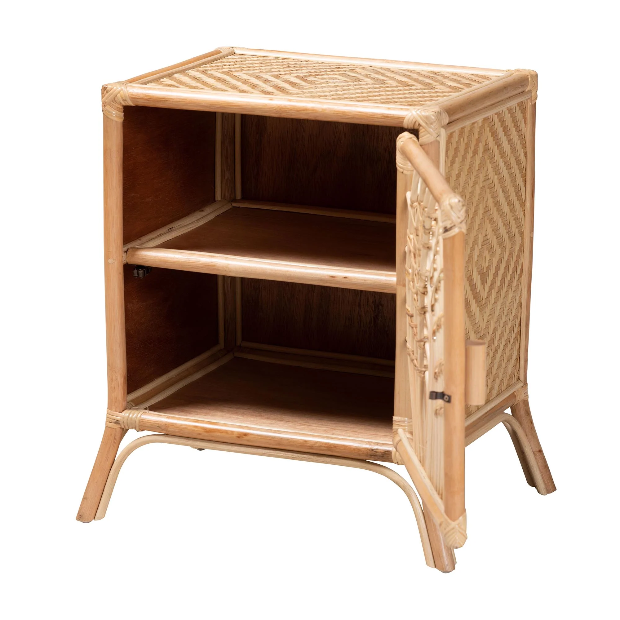 Baxton Studio bali & pari Danna Modern Bohemian Natural Brown Rattan Nightstand - Image 3