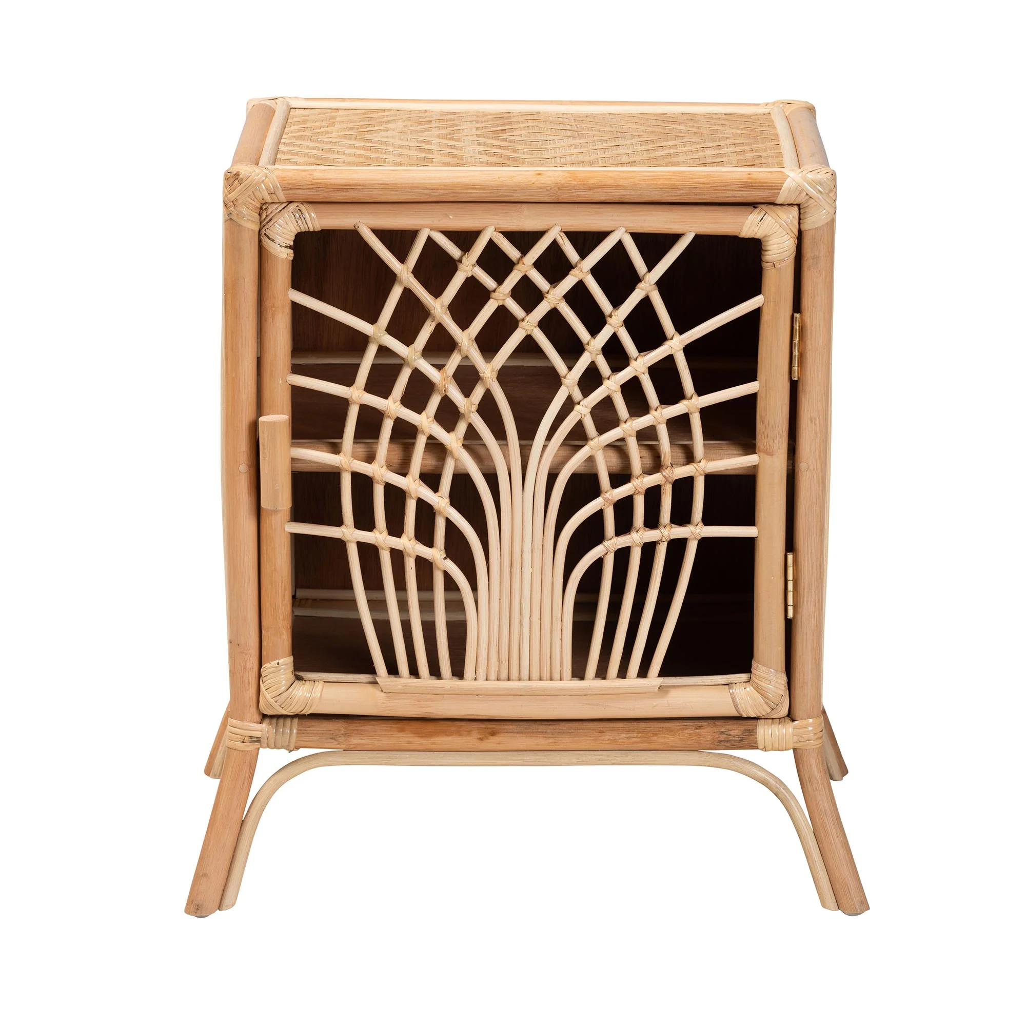 Baxton Studio bali & pari Danna Modern Bohemian Natural Brown Rattan Nightstand - Image 4