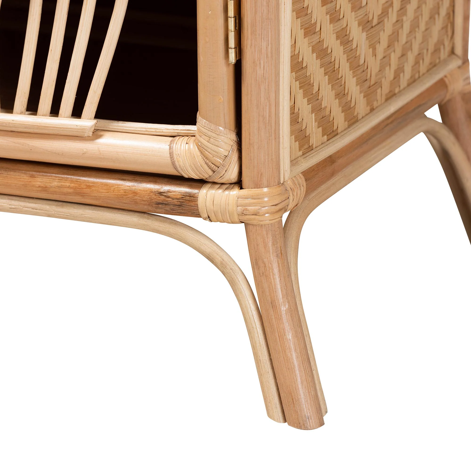 Baxton Studio bali & pari Danna Modern Bohemian Natural Brown Rattan Nightstand - Image 7