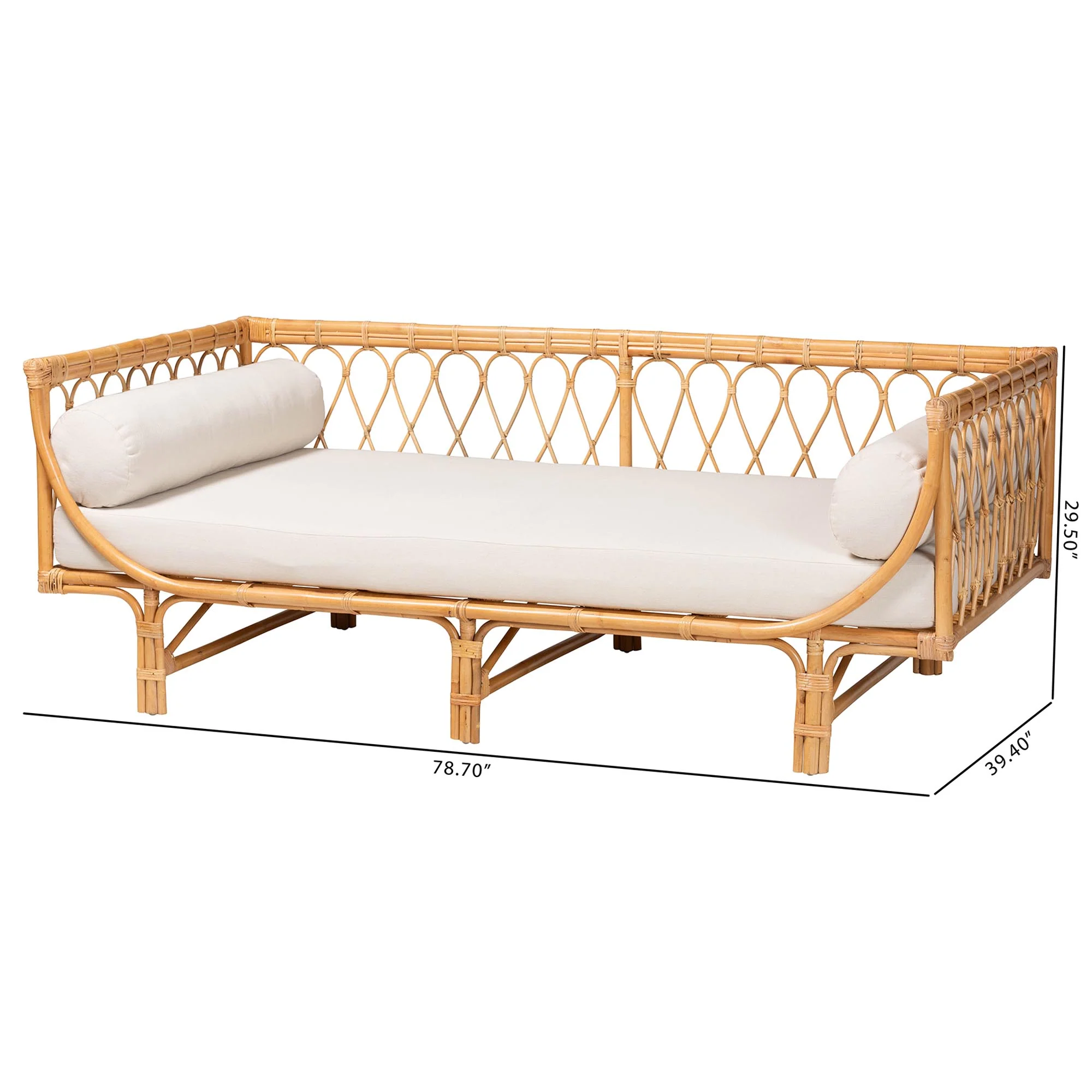 Baxton Studio bali & pari Davida Modern Bohemian Natural Brown Rattan Daybed - Image 8