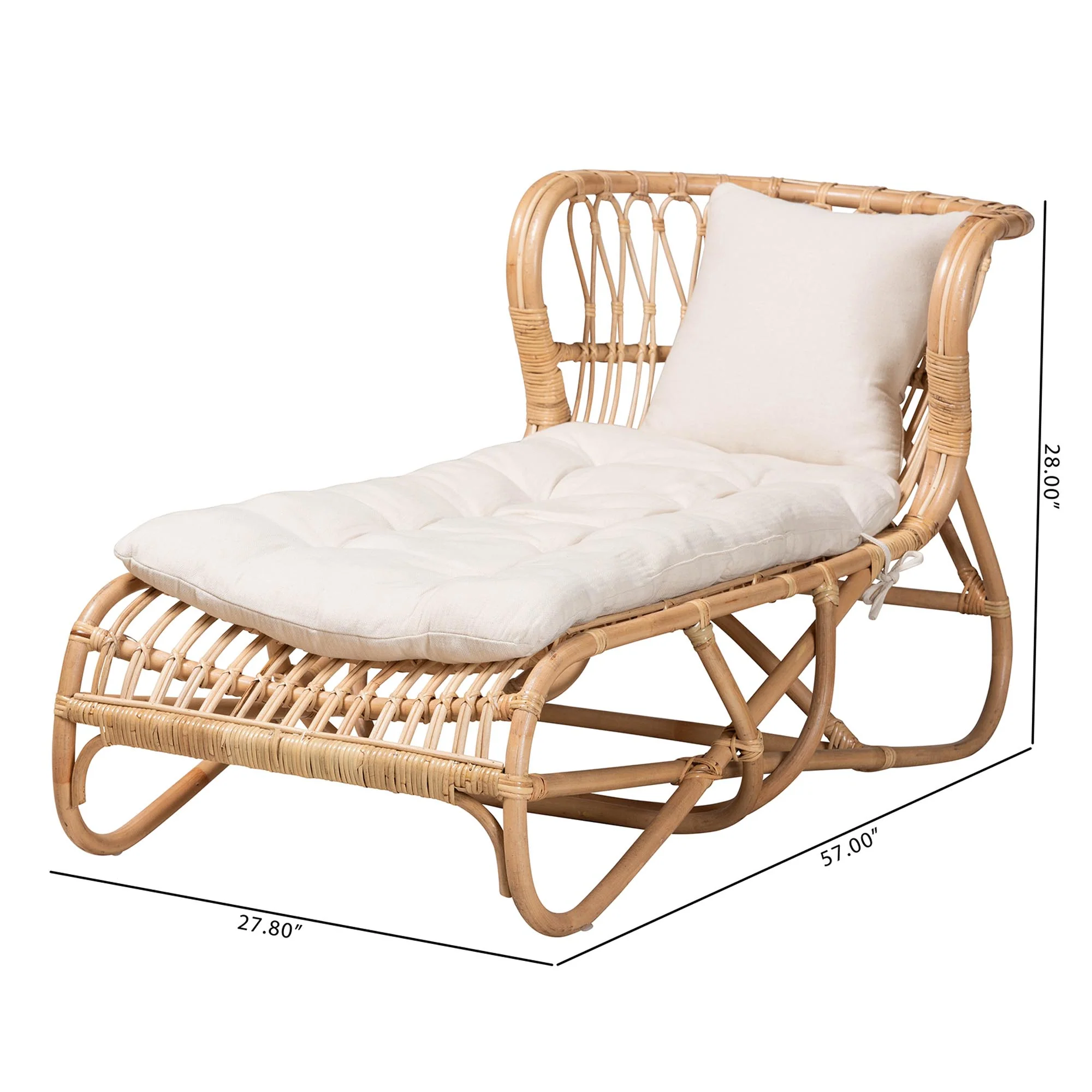 Baxton Studio bali & pari Delara Modern Bohemian Natural Brown Rattan Chaise - Image 3