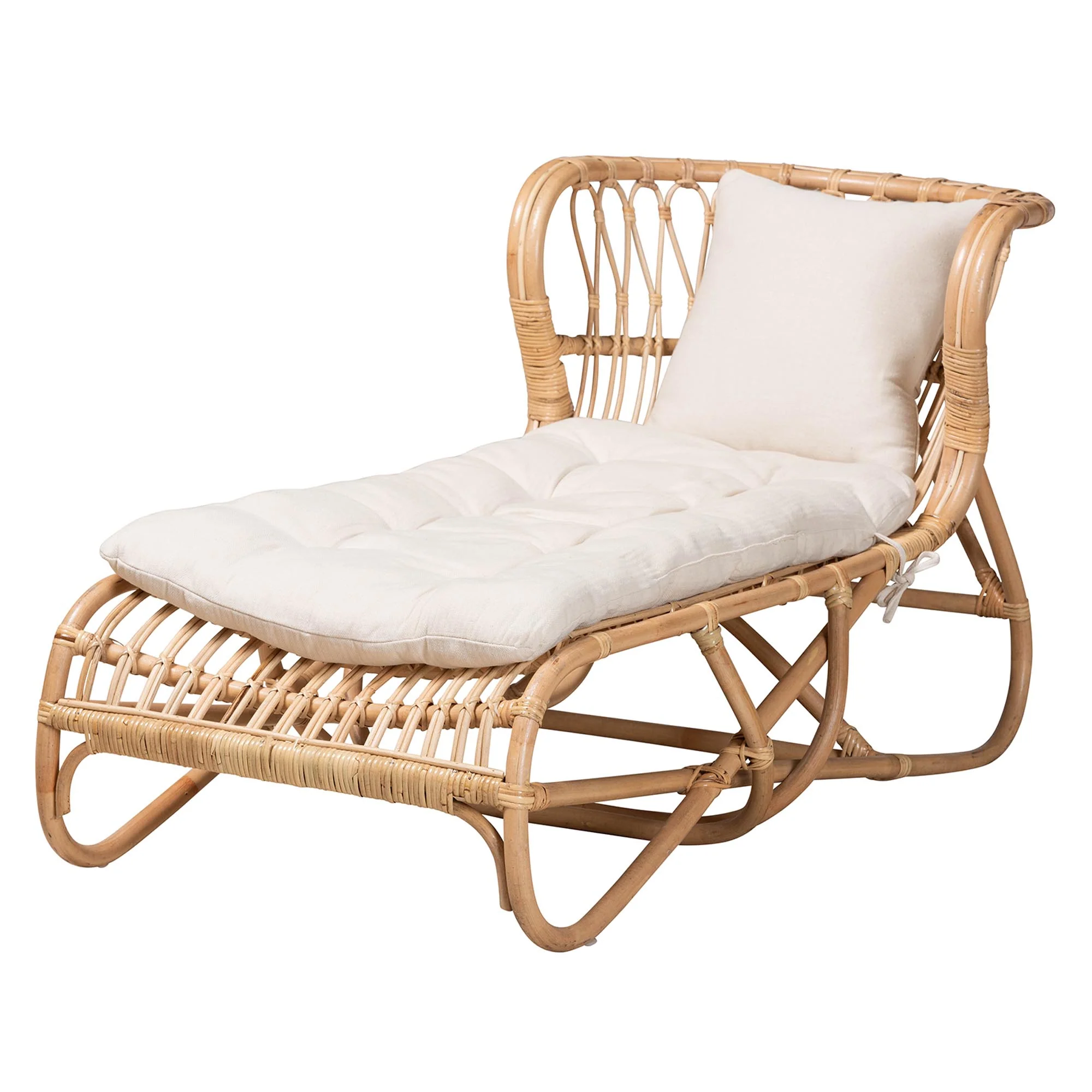Baxton Studio bali & pari Delara Modern Bohemian Natural Brown Rattan Chaise - Image 4
