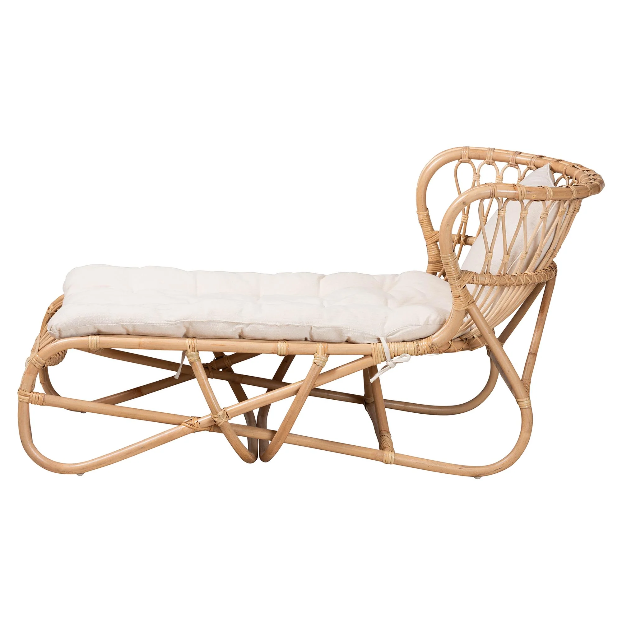 Baxton Studio bali & pari Delara Modern Bohemian Natural Brown Rattan Chaise - Image 6