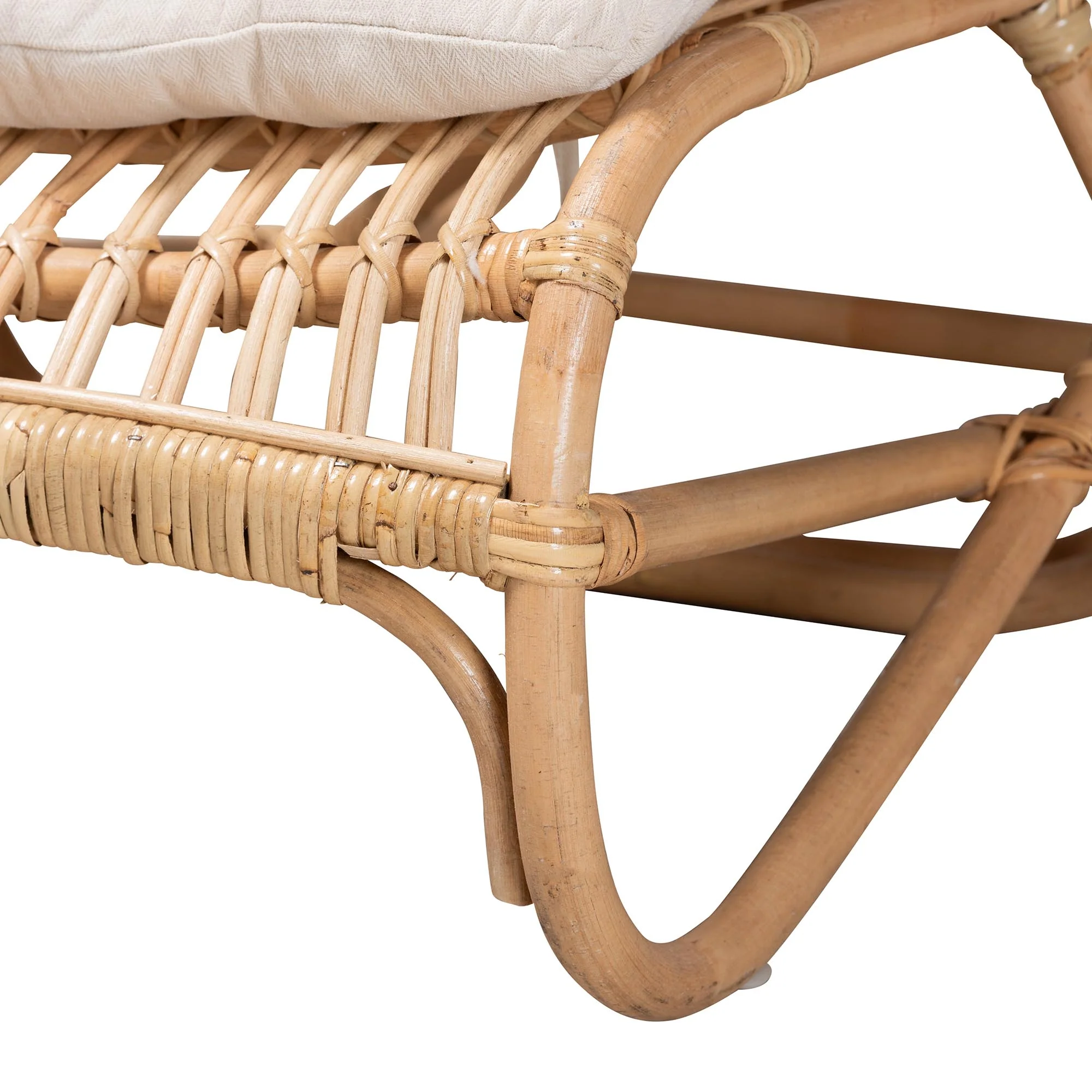 Baxton Studio bali & pari Delara Modern Bohemian Natural Brown Rattan Chaise - Image 9