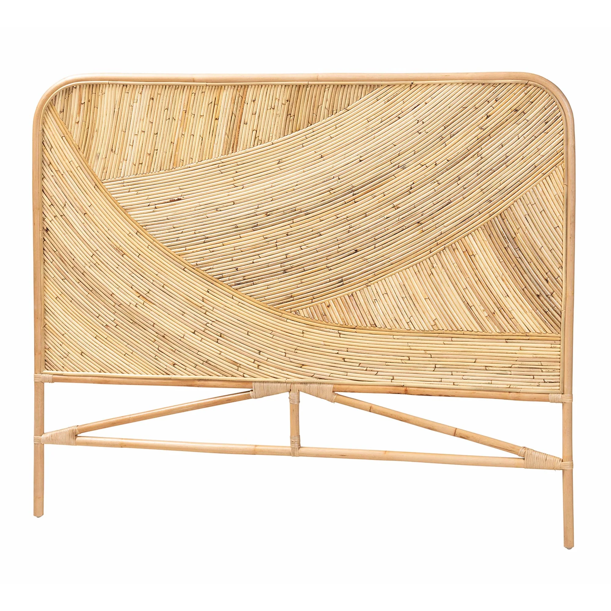 Baxton Studio bali & pari Delphi Modern Bohemian Natural Brown Rattan Queen Size Standalone Headboard - Image 2