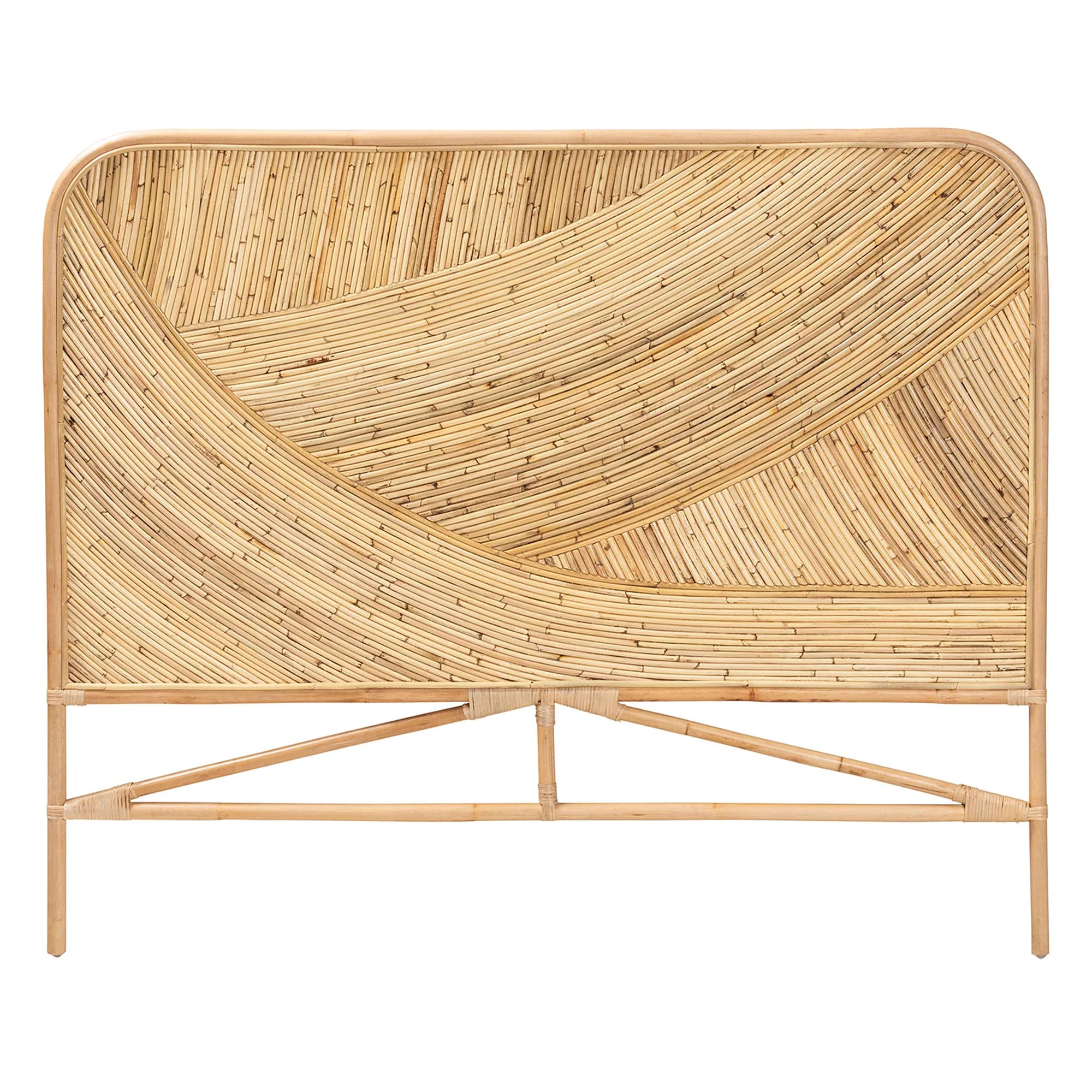 Baxton Studio bali & pari Delphi Modern Bohemian Natural Brown Rattan Queen Size Standalone Headboard - Image 3