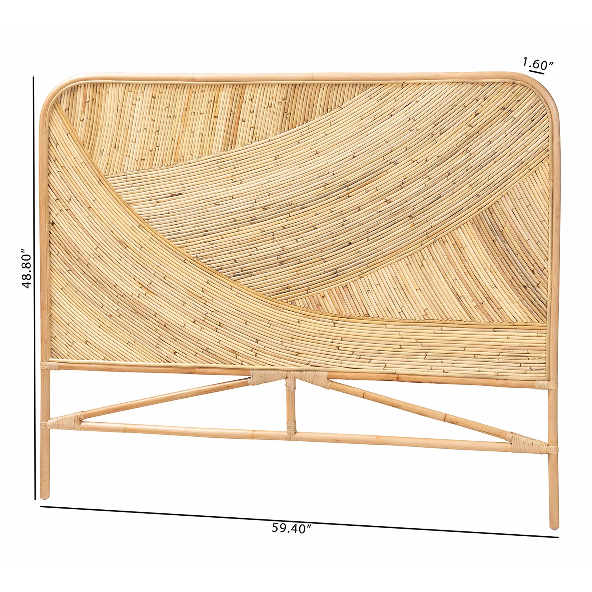 Baxton Studio bali & pari Delphi Modern Bohemian Natural Brown Rattan Queen Size Standalone Headboard - Image 8