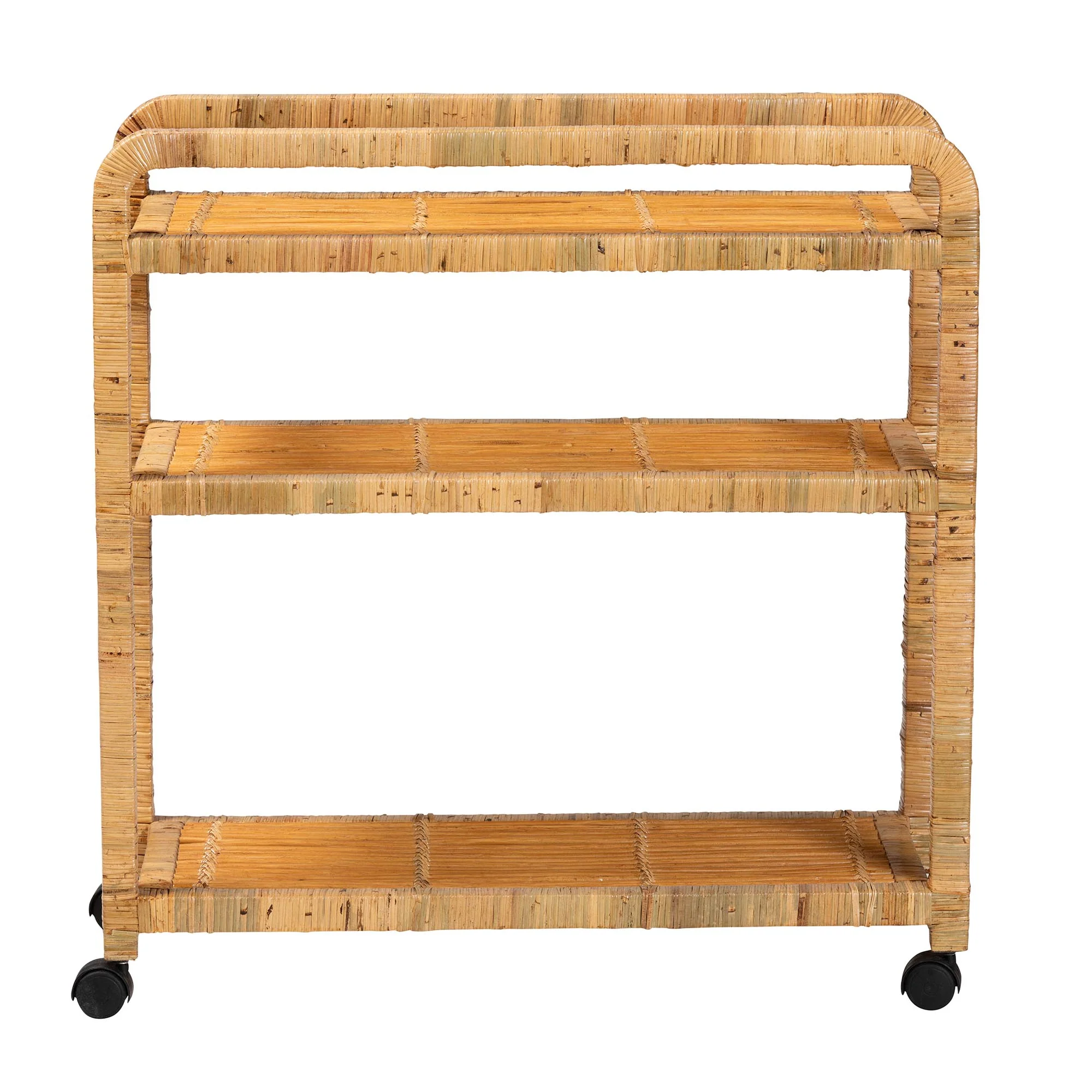 Baxton Studio bali & pari Delphine Modern Bohemian Natural Rattan Kitchen Cart - Image 3