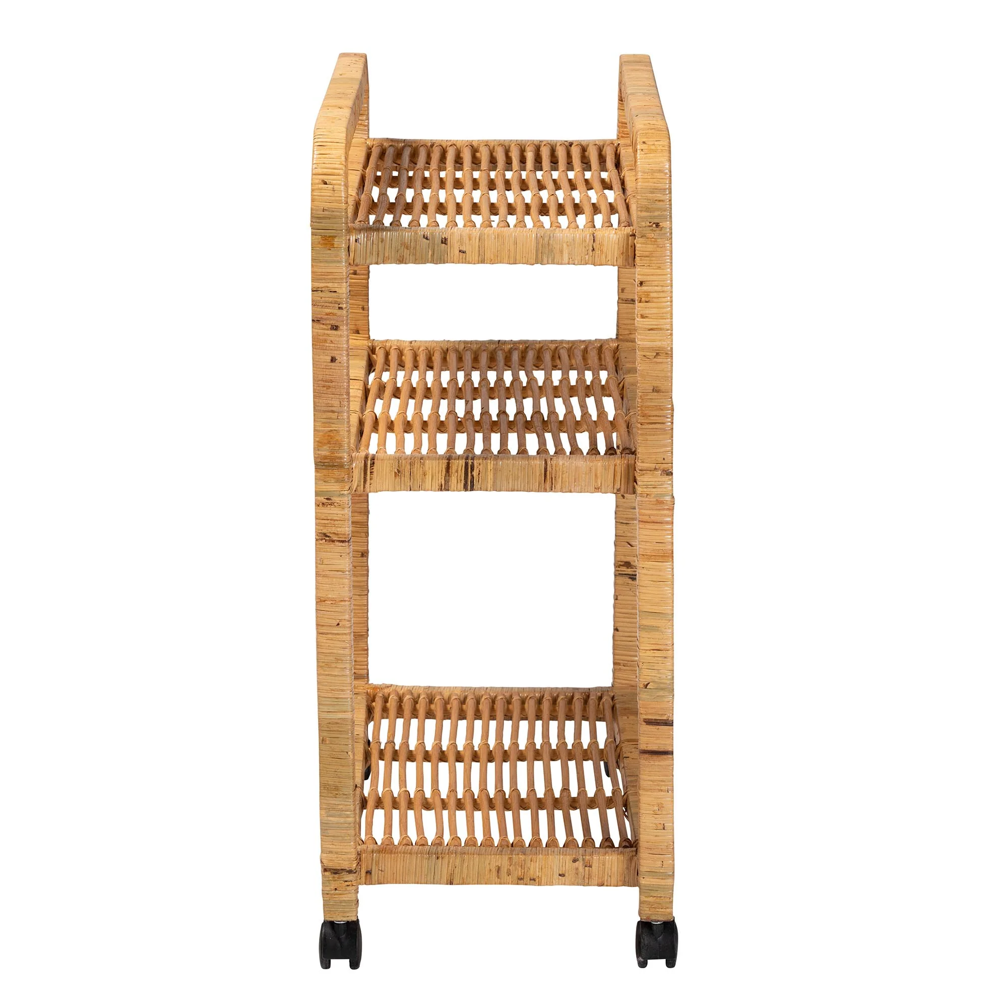 Baxton Studio bali & pari Delphine Modern Bohemian Natural Rattan Kitchen Cart - Image 4