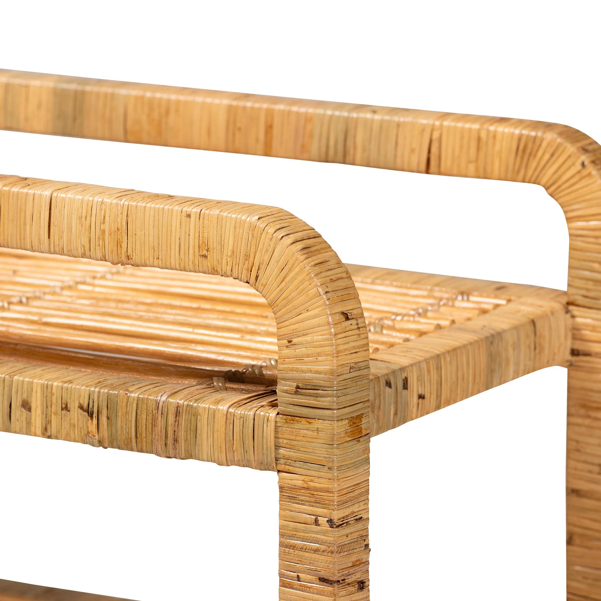 Baxton Studio bali & pari Delphine Modern Bohemian Natural Rattan Kitchen Cart - Image 5