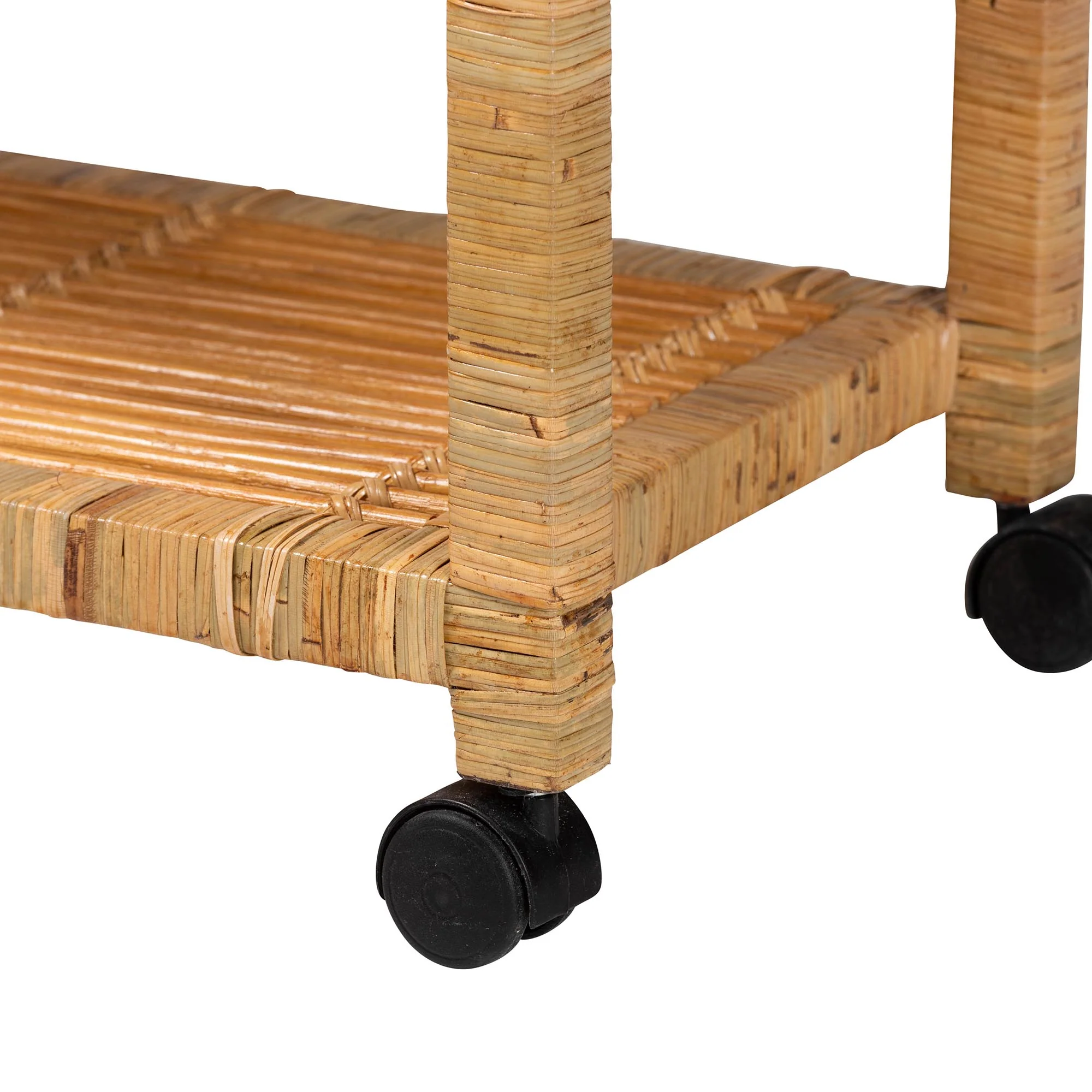 Baxton Studio bali & pari Delphine Modern Bohemian Natural Rattan Kitchen Cart - Image 6