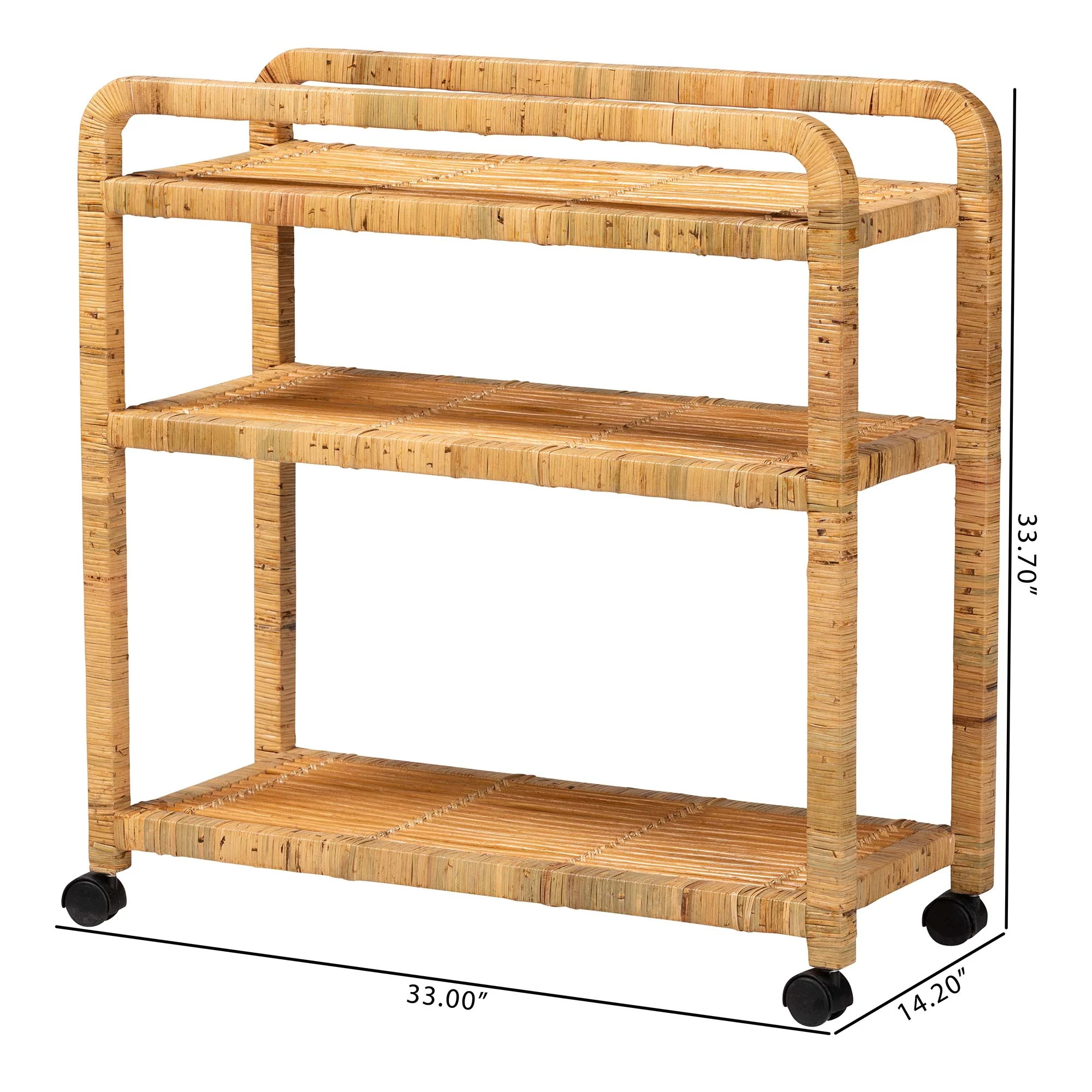 Baxton Studio bali & pari Delphine Modern Bohemian Natural Rattan Kitchen Cart - Image 8