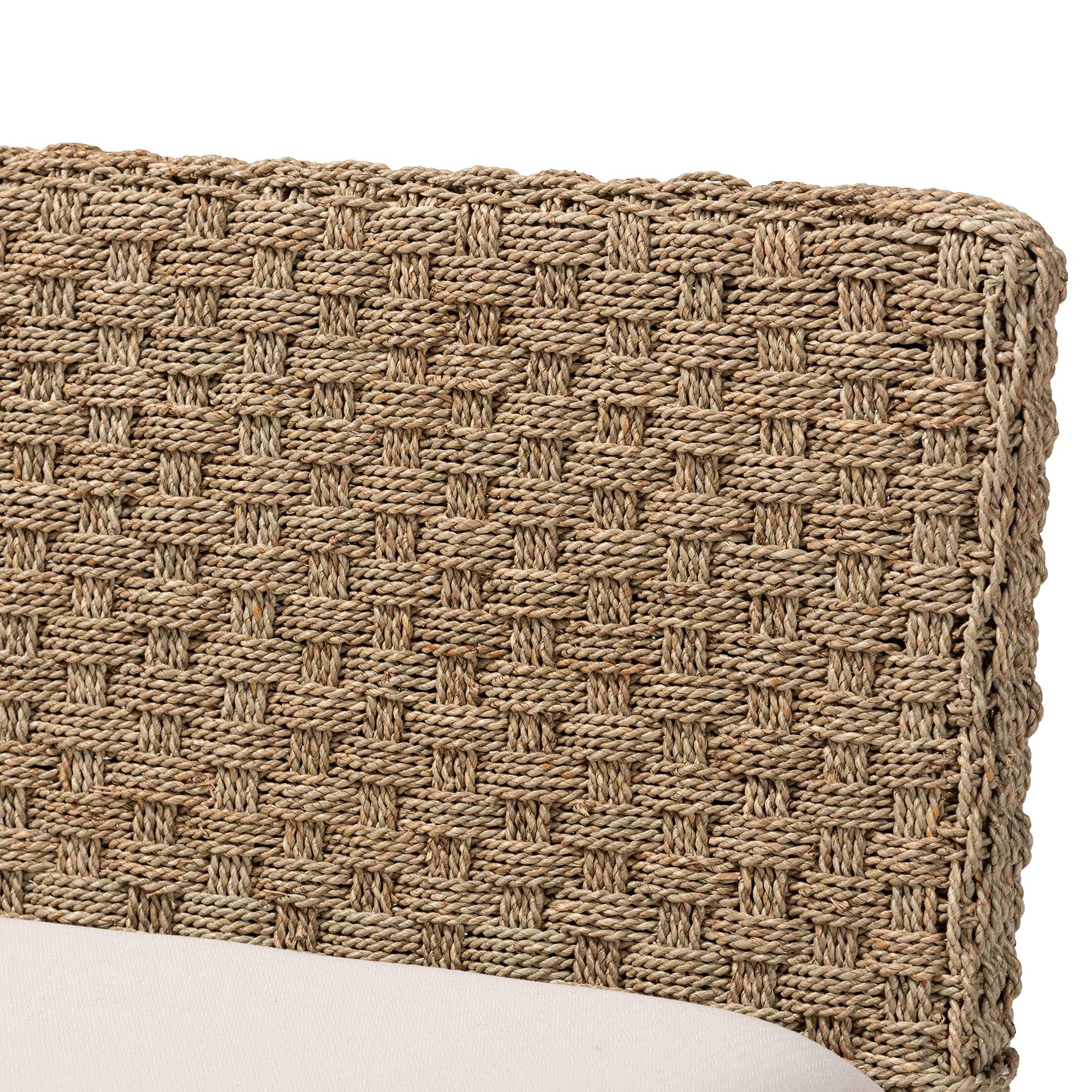 Baxton Studio bali & pari Denver Modern Bohemian Natural Seagrass and Acacia Wood 2-Piece Dining Nook Banquette Set - Image 7