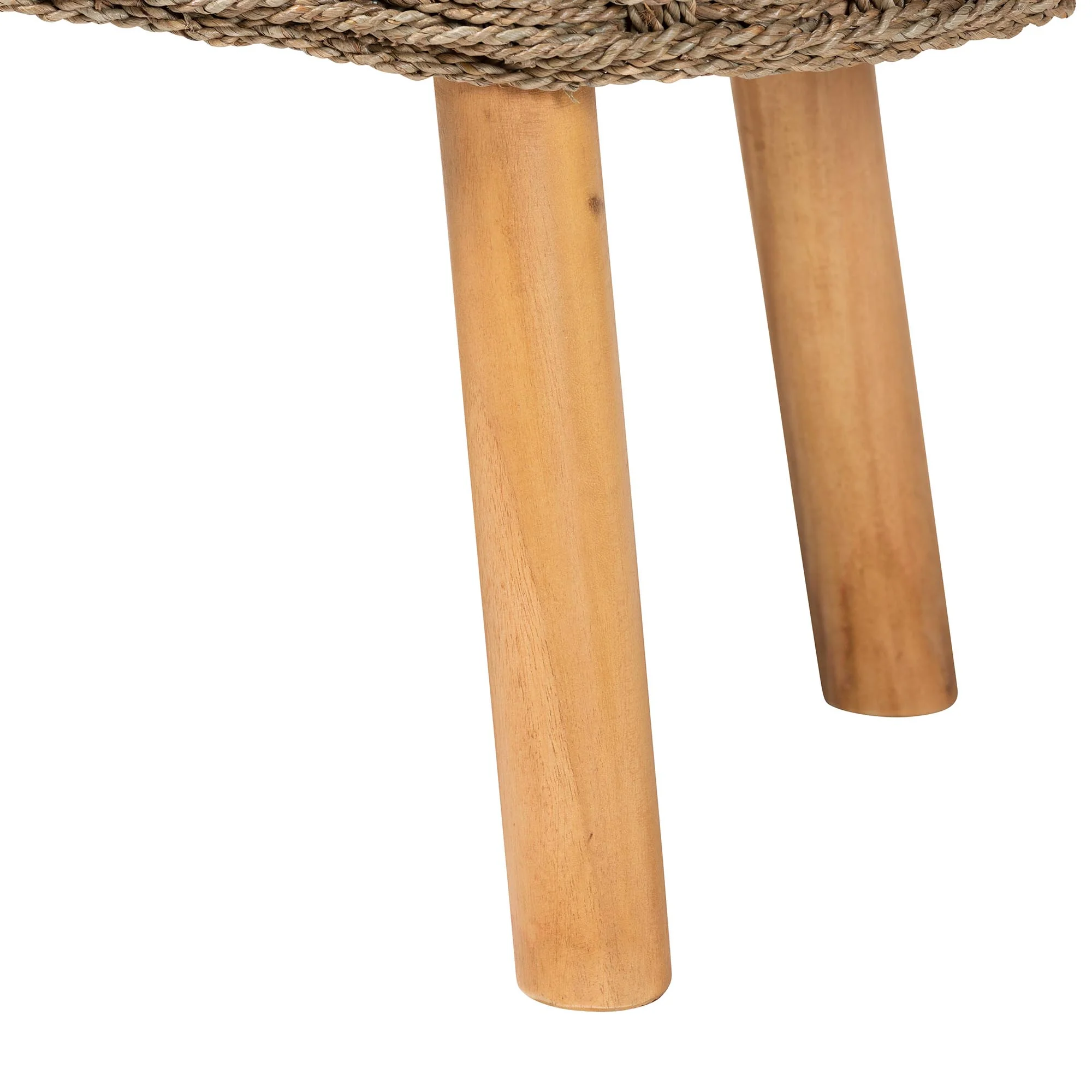Baxton Studio bali & pari Denver Modern Bohemian Natural Seagrass and Acacia Wood Accent Bench - Image 6