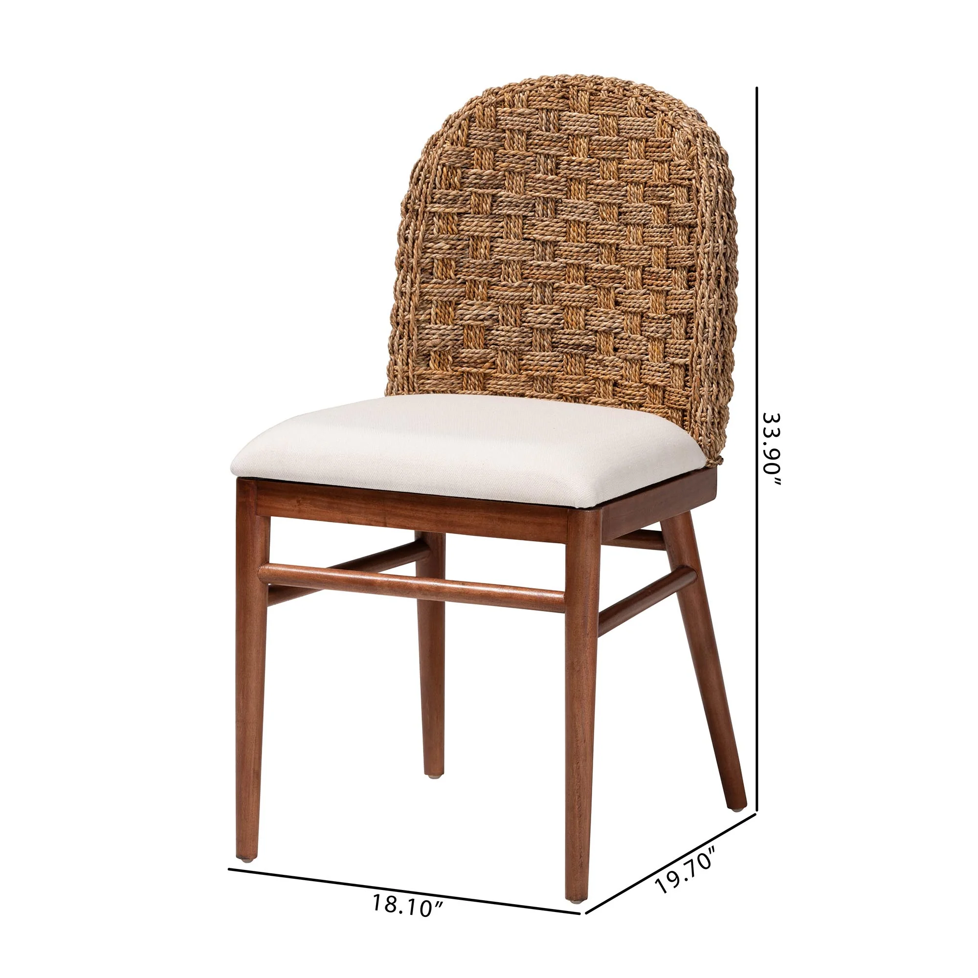 Baxton Studio bali & pari Denver Modern Bohemian Walnut Brown Finished Acacia Wood and Seagrass 2-Piece Dining Chair Set - Image 3
