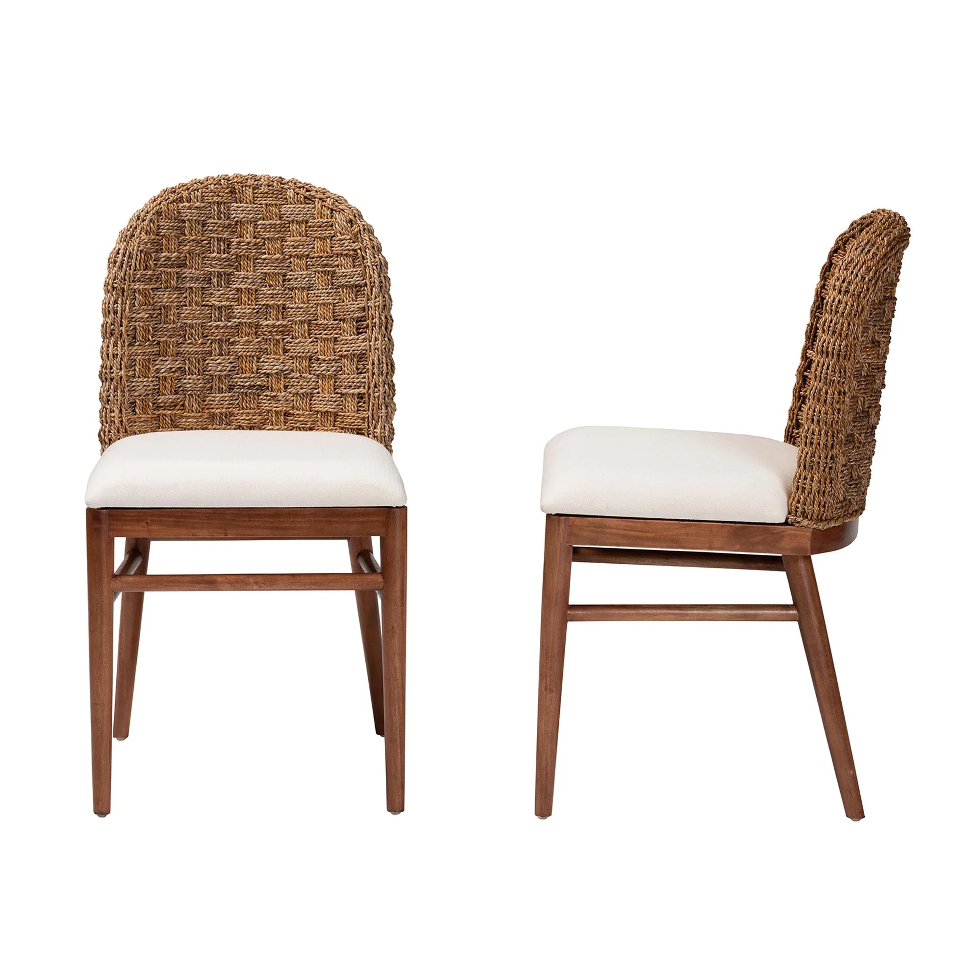 Baxton Studio bali & pari Denver Modern Bohemian Walnut Brown Finished Acacia Wood and Seagrass 2-Piece Dining Chair Set - Image 6