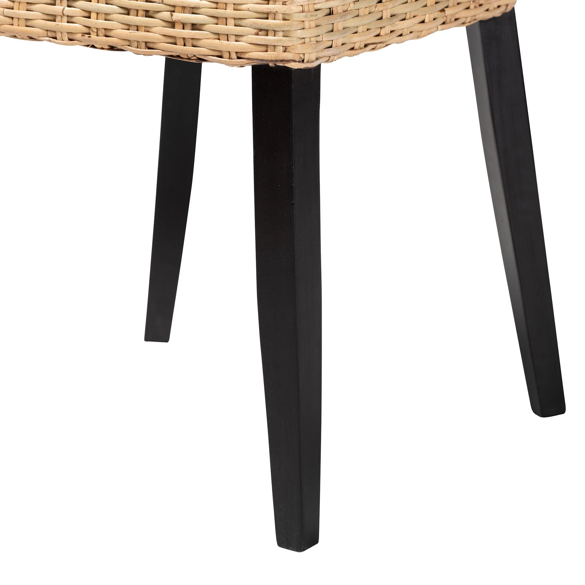 Baxton Studio bali & pari Dermot Modern Bohemian Dark Brown Finished Wood and Natural Rattan 2-Piece Dining Chair Set - Image 8