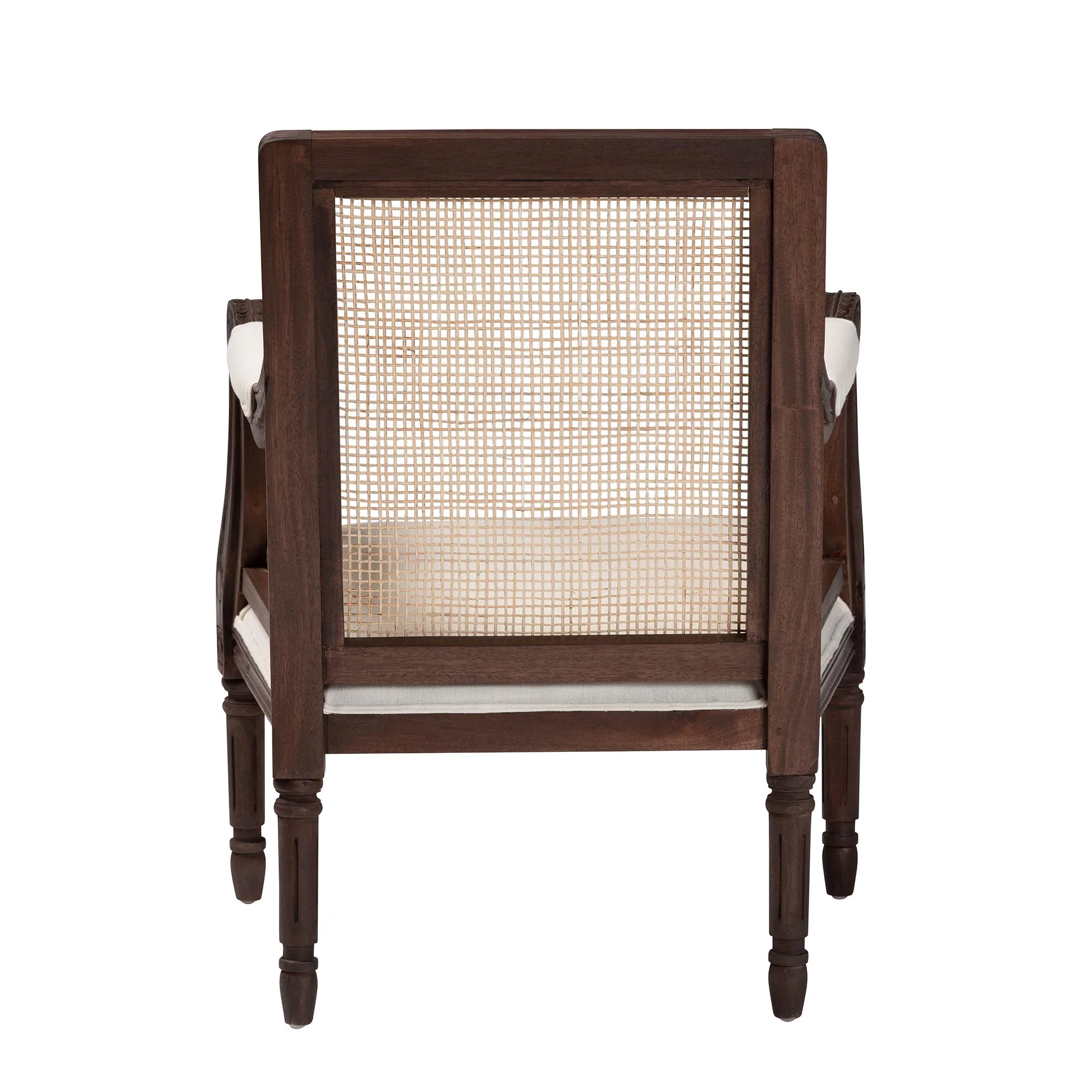 Baxton Studio bali & pari Desmond Traditional French Beige Fabric and Dark Brown Finished Wood Accent Chair - Image 7