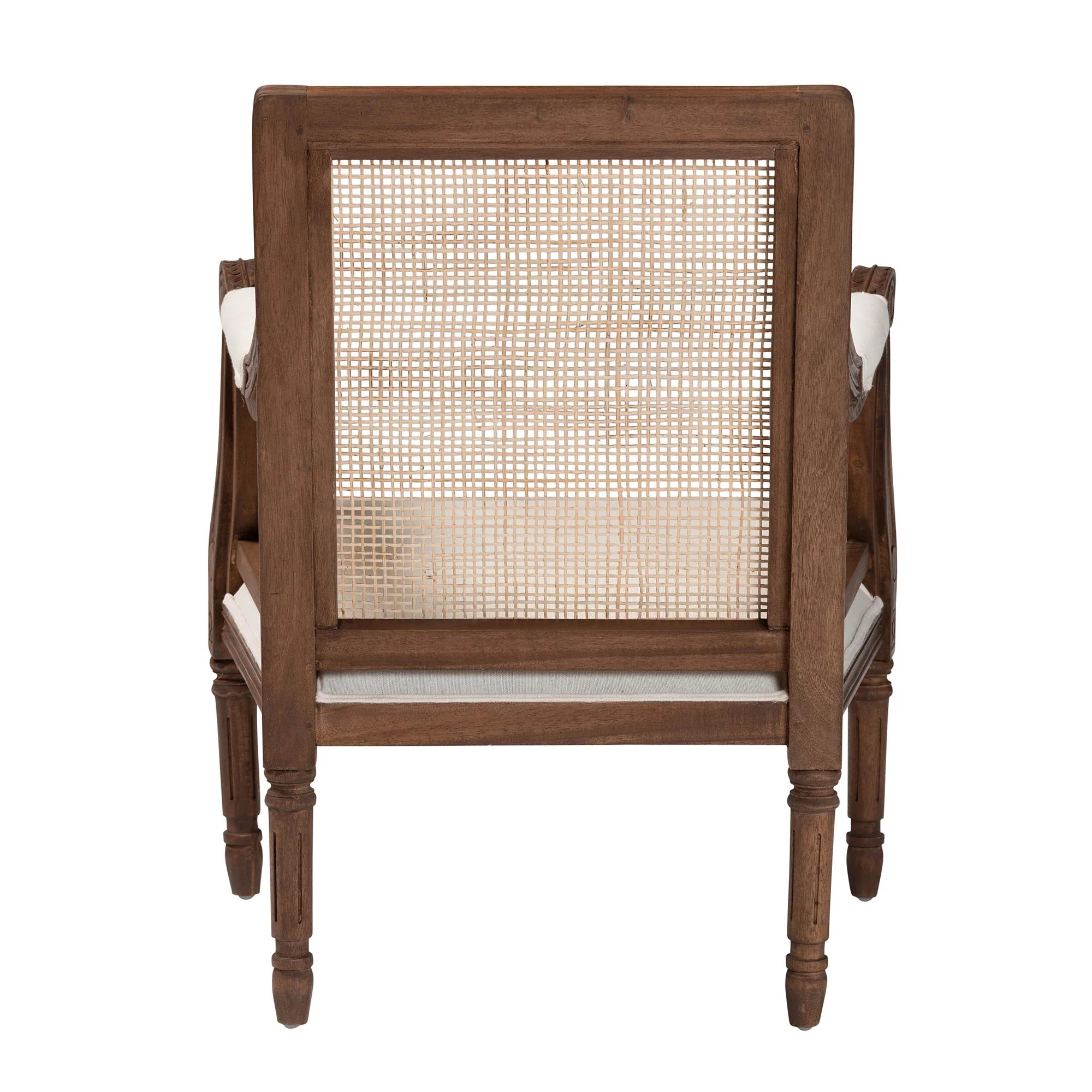 Baxton Studio bali & pari Desmond Traditional French Beige Fabric and Walnut Brown Finished Wood Accent Chair - Image 7