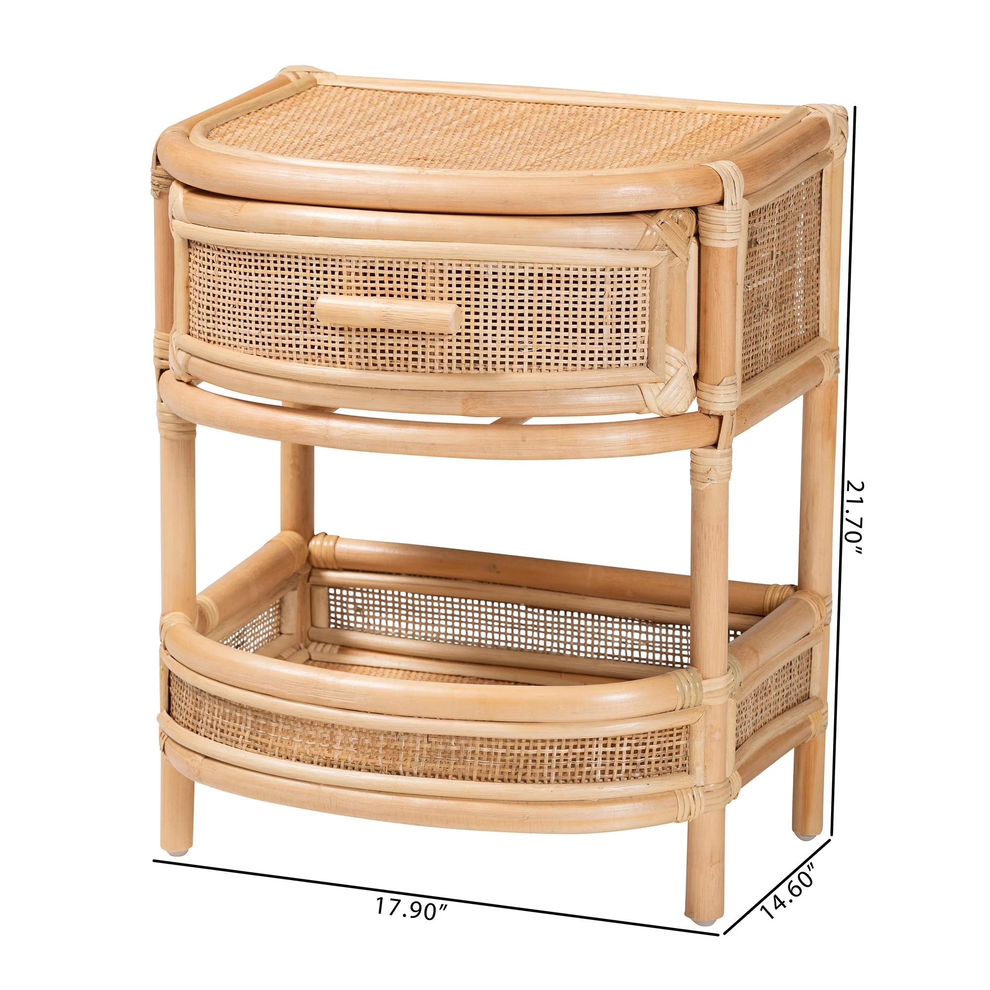 Baxton Studio bali & pari Divitia Bohemian Natural Rattan 1-Drawer Nightstand - Image 3